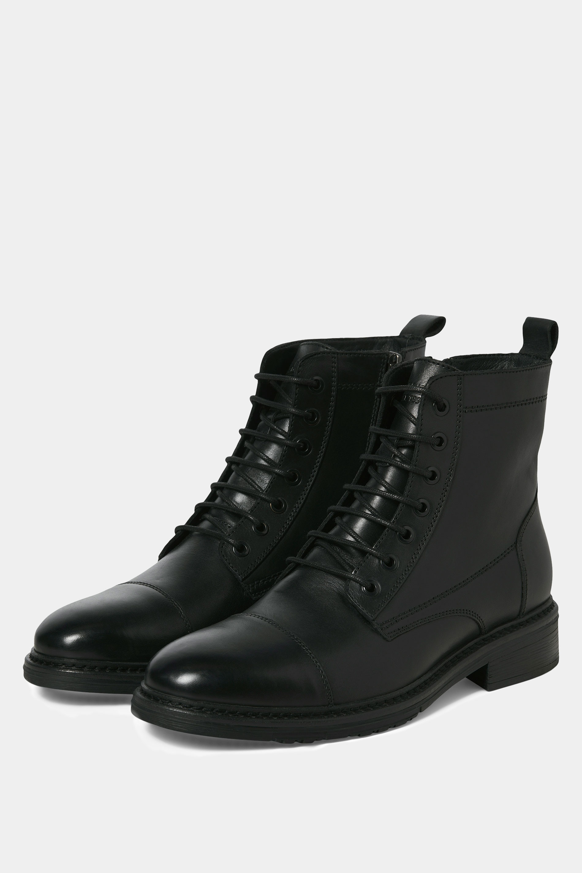 JACK & JONES Big & Tall Black Leather Wentworth Boots | BadRhino 1