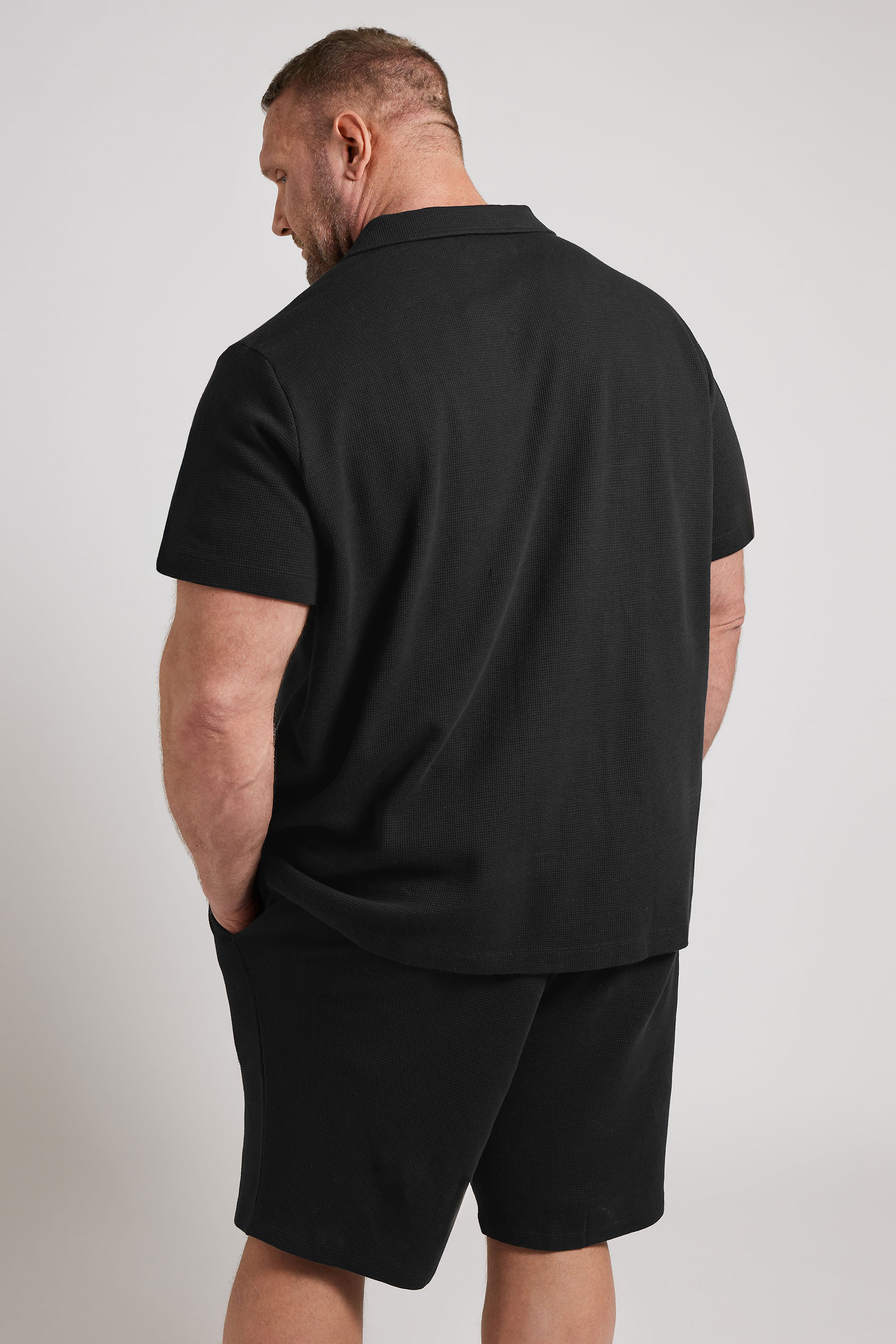 BadRhino Big & Tall Black Short Sleeve Textured Shirt | BadRhino 5