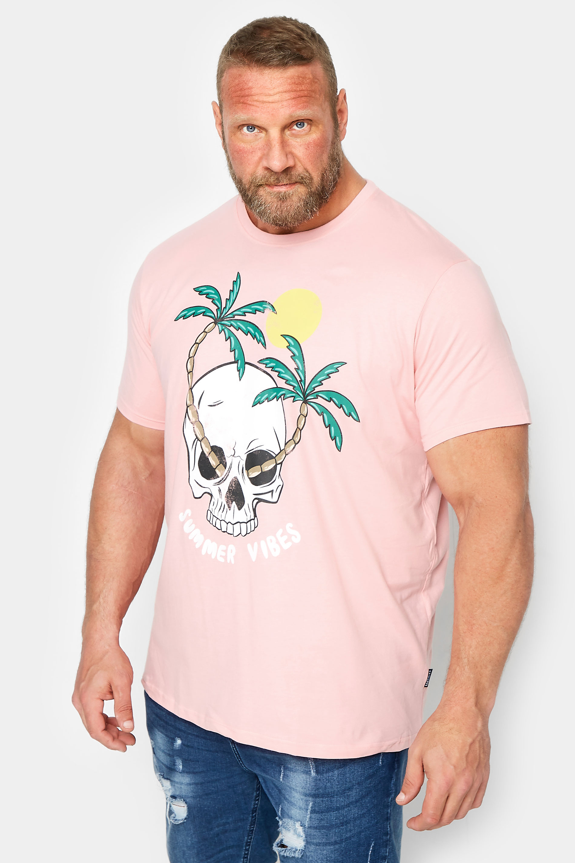 BadRhino Big & Tall Pink Summer Vibes T-Shirt | BadRhino 1