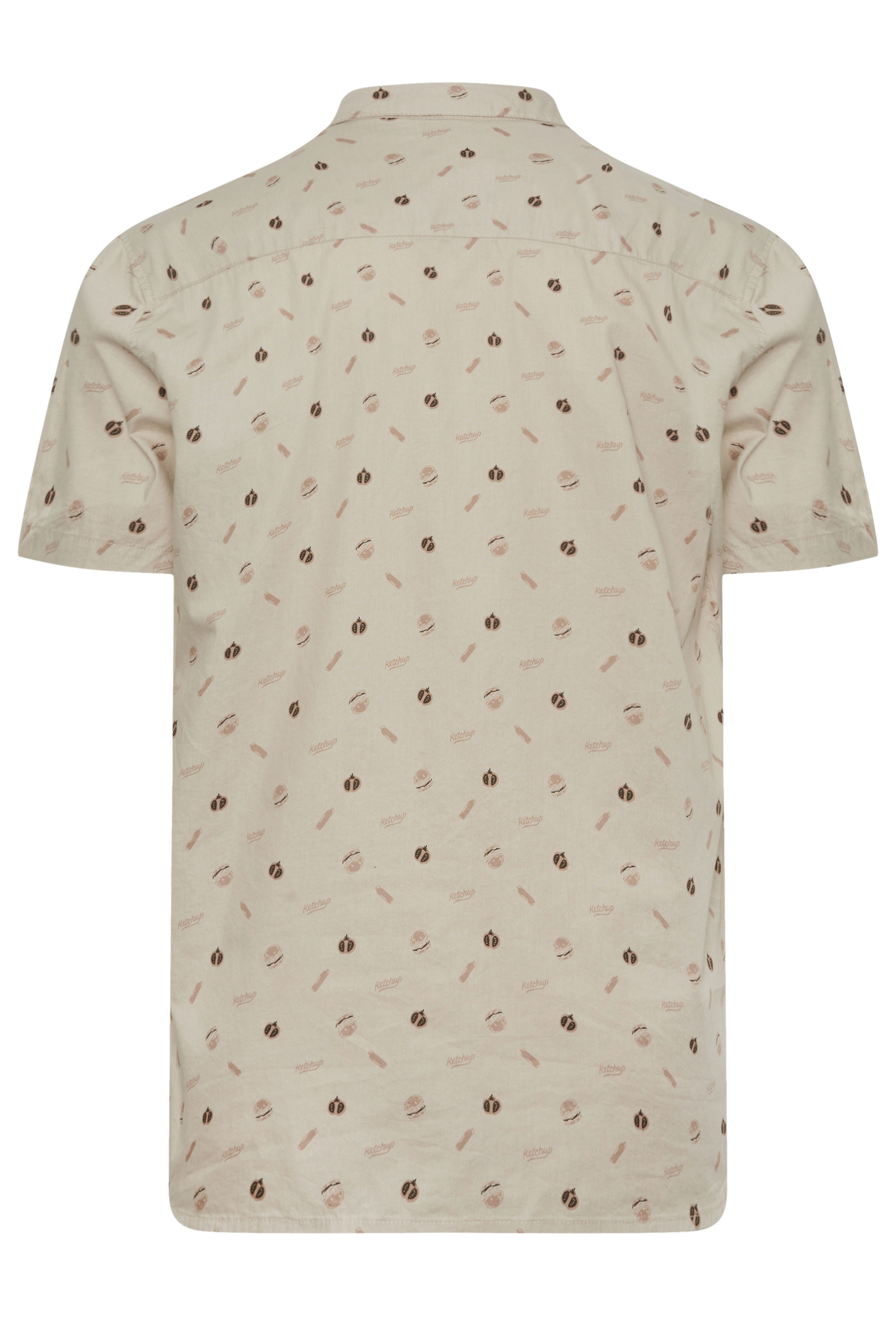BLEND Big & Tall Beige Burger Print Short Sleeve Shirt | BadRhino 4