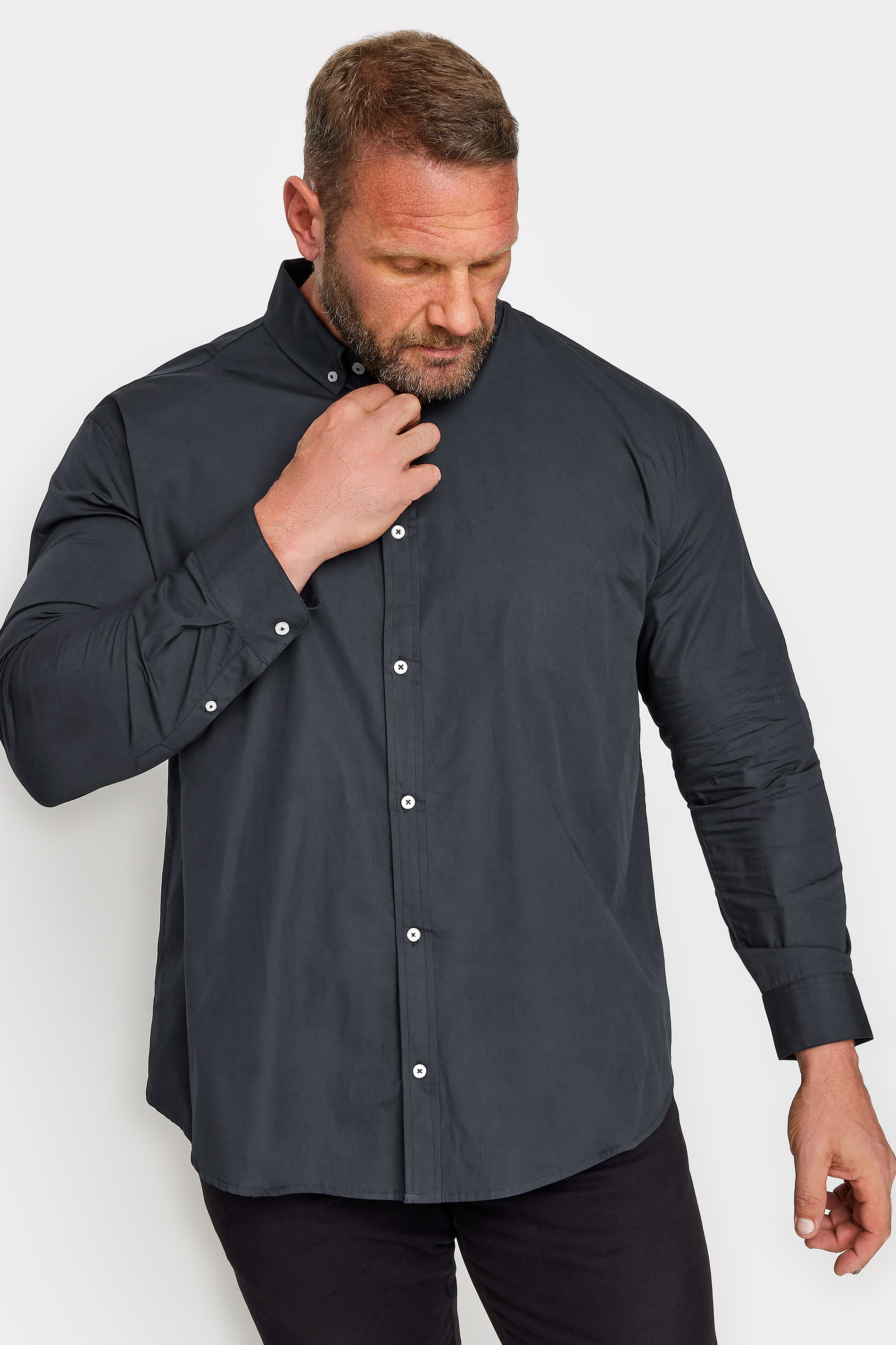 BadRhino Navy Blue Long Sleeve Poplin Shirt | BadRhino