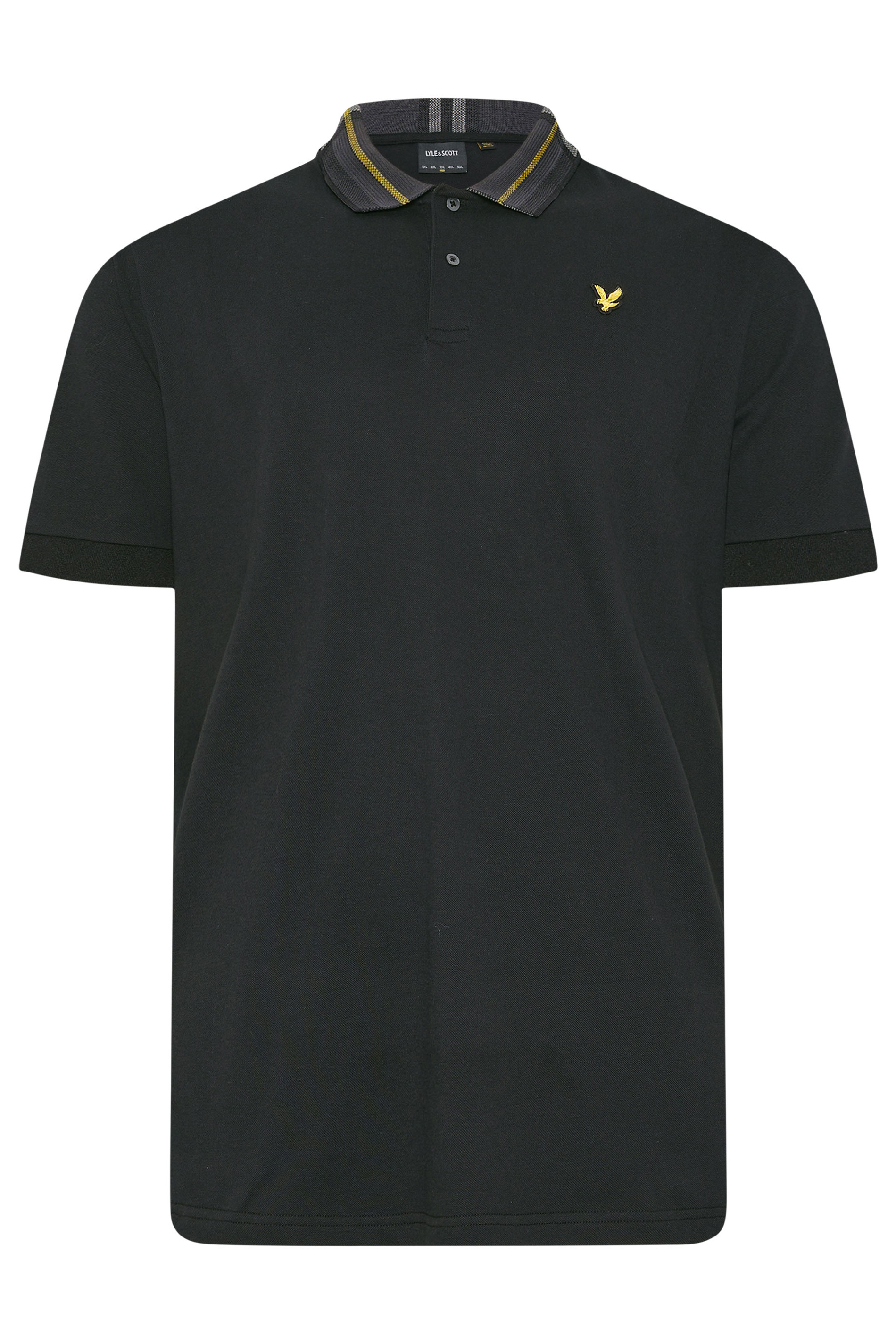 LYLE & SCOTT Big & Tall Black Tartan Collar Polo Shirt | BadRhino 2