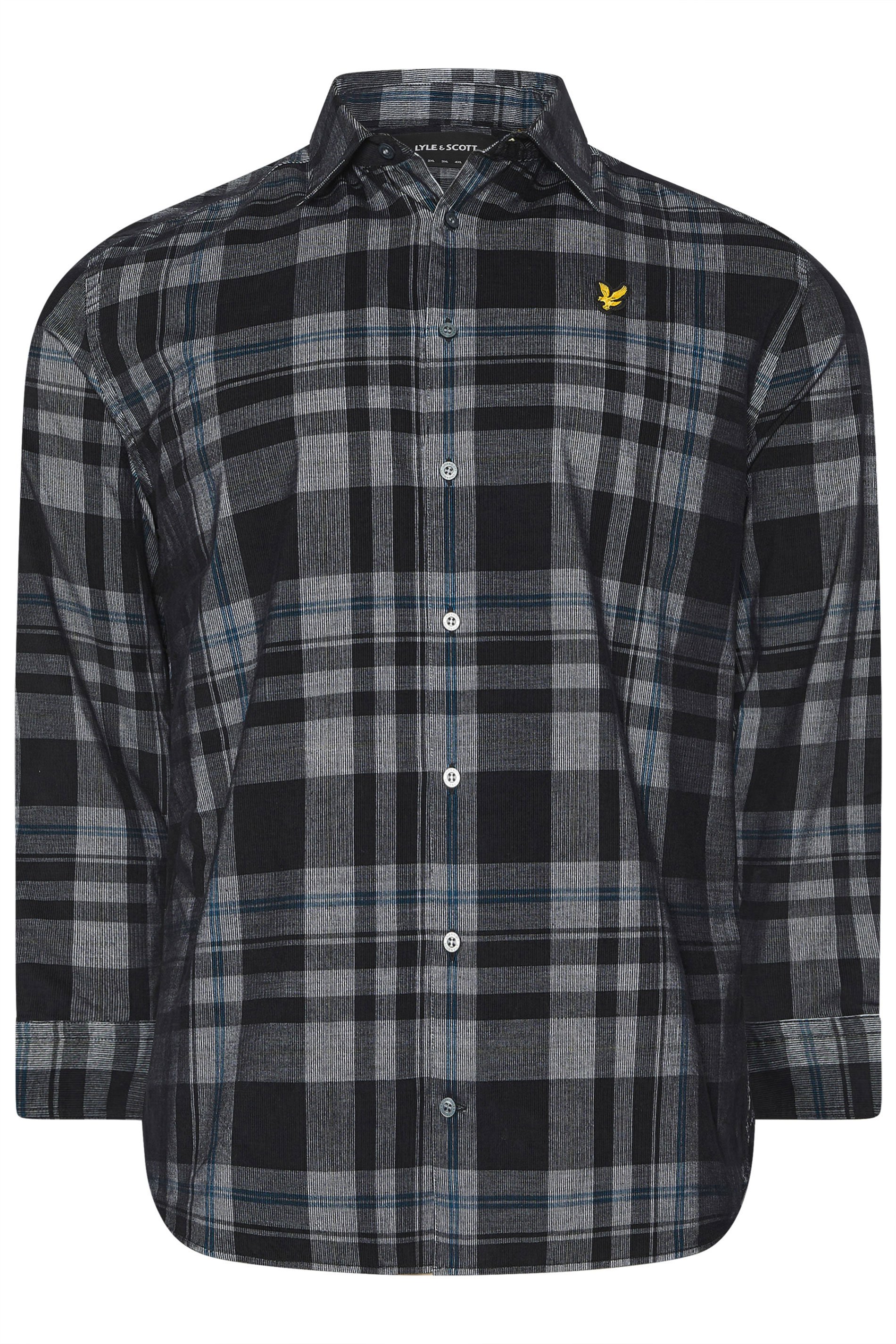 LYLE & SCOTT Big & Tall Black & White Check Shirt | BadRhino 1
