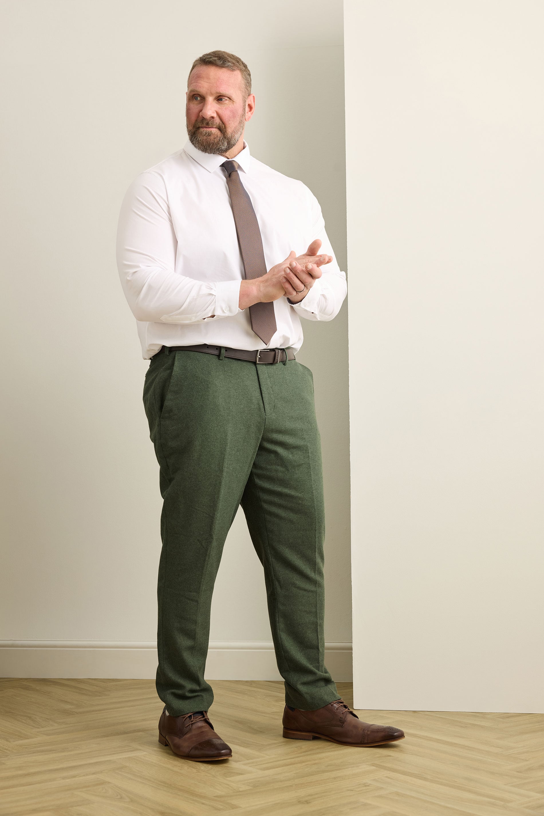 BadRhino Big & Tall Khaki Green Linen Suit Trousers | BadRhino 6