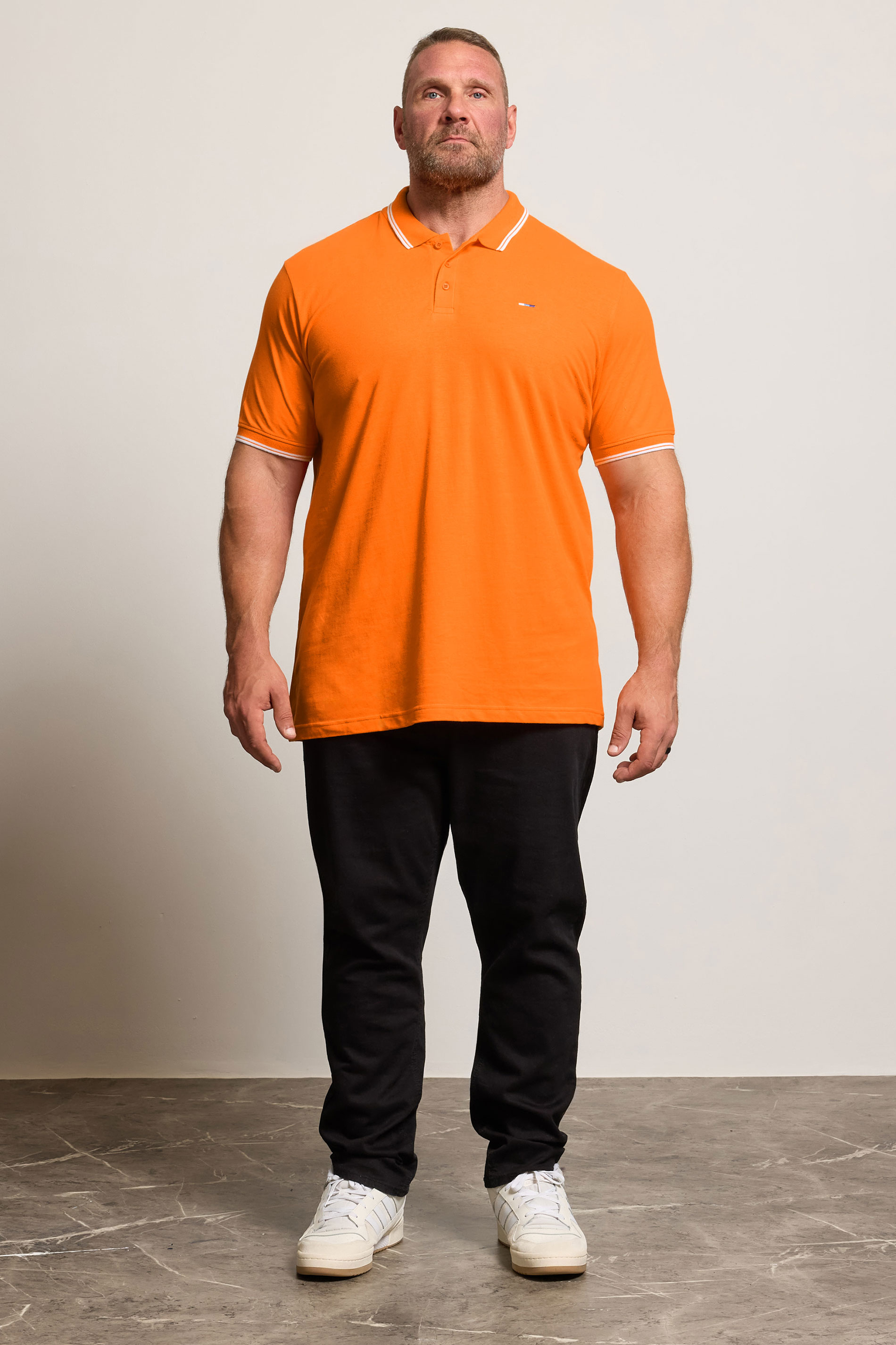 BadRhino Big & Tall Orange & White Tipped Polo Shirt | BadRhino 2