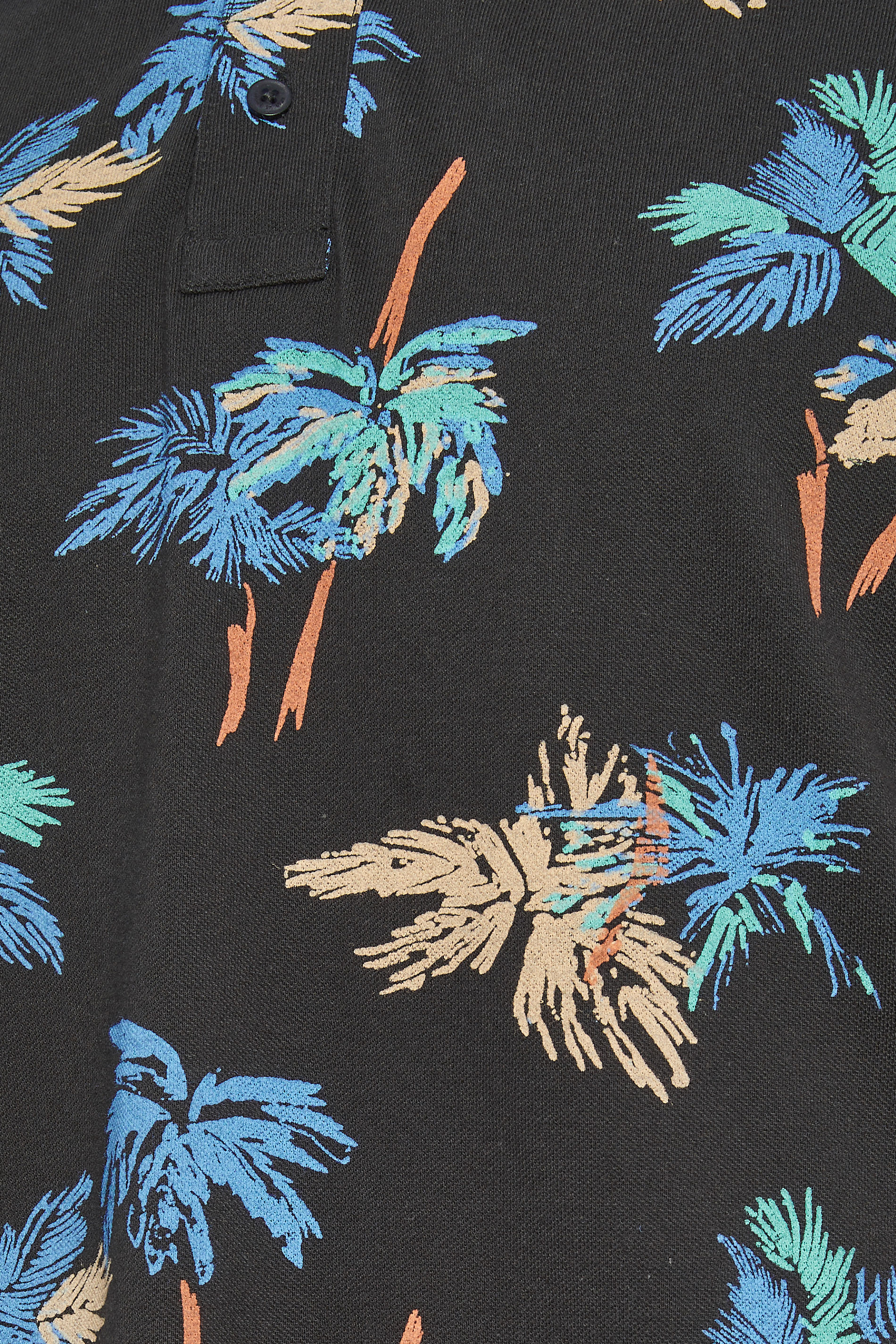 BLEND Big & Tall Black Palm Tree Print Polo Shirt | BadRhino 2