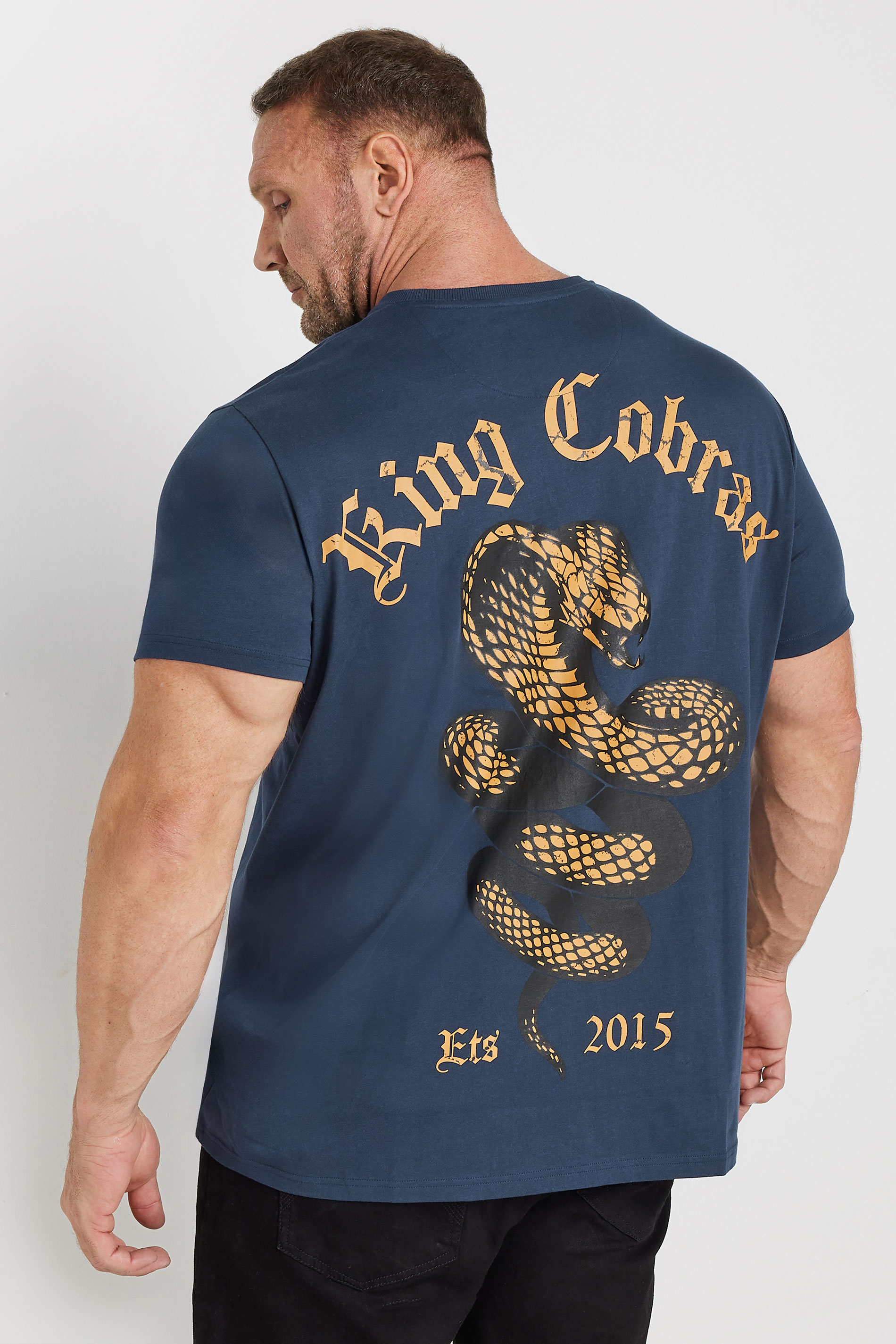 BadRhino Big & Tall Navy Blue 'King Cobras' Graphic Print T-Shirt | BadRhino 3