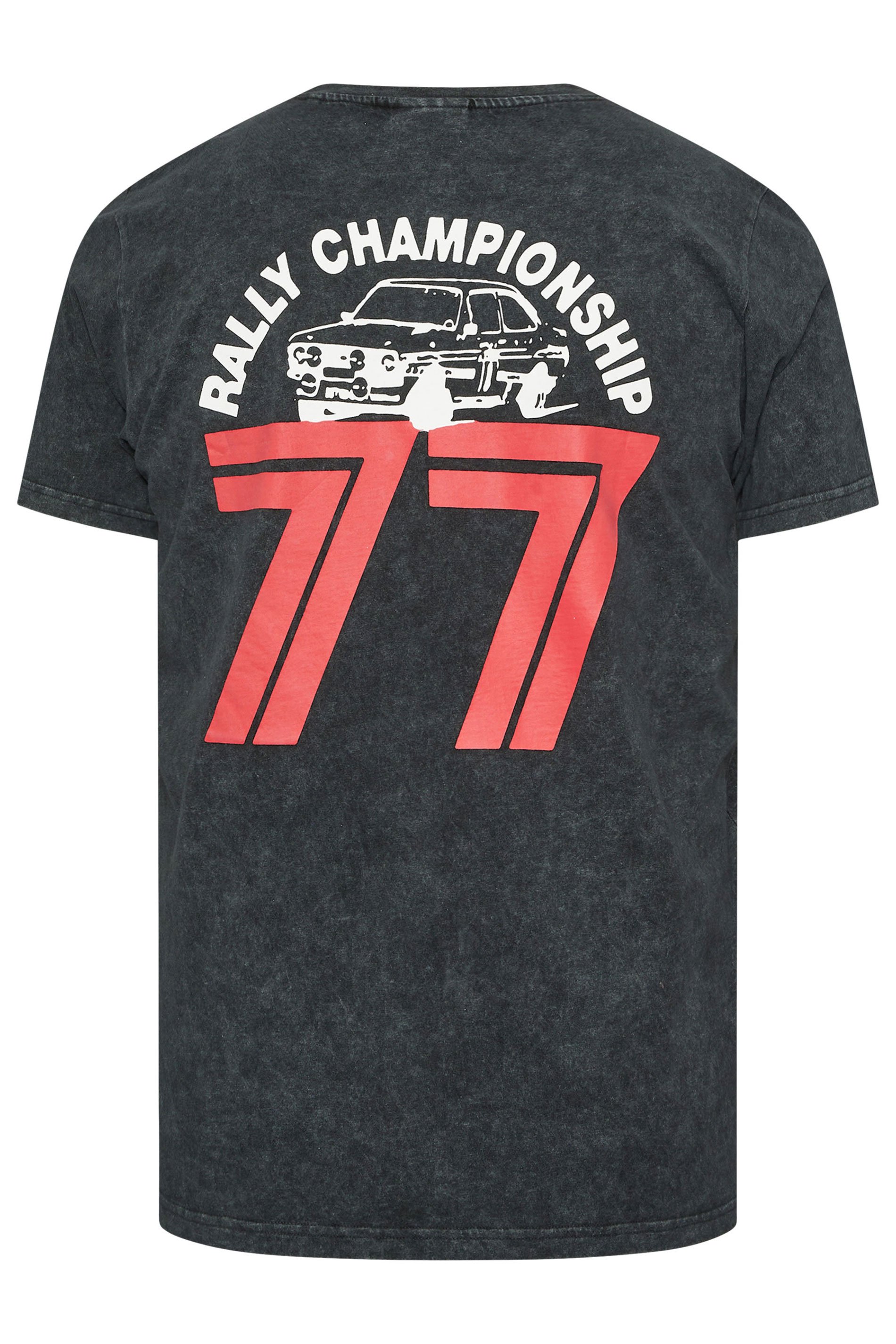 BadRhino Big & Tall Black Acid Wash Printed 'Castrol' T-Shirt | BadRhino 7