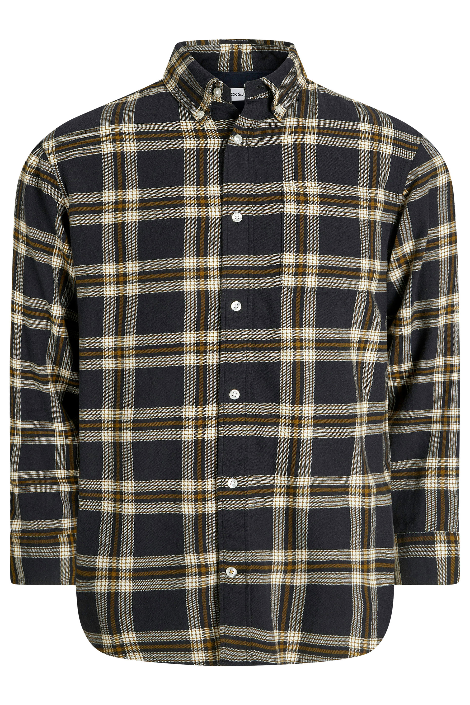 JACK & JONES Big & Tall Black Classic Flannel Checked Shirt | BadRhino 3