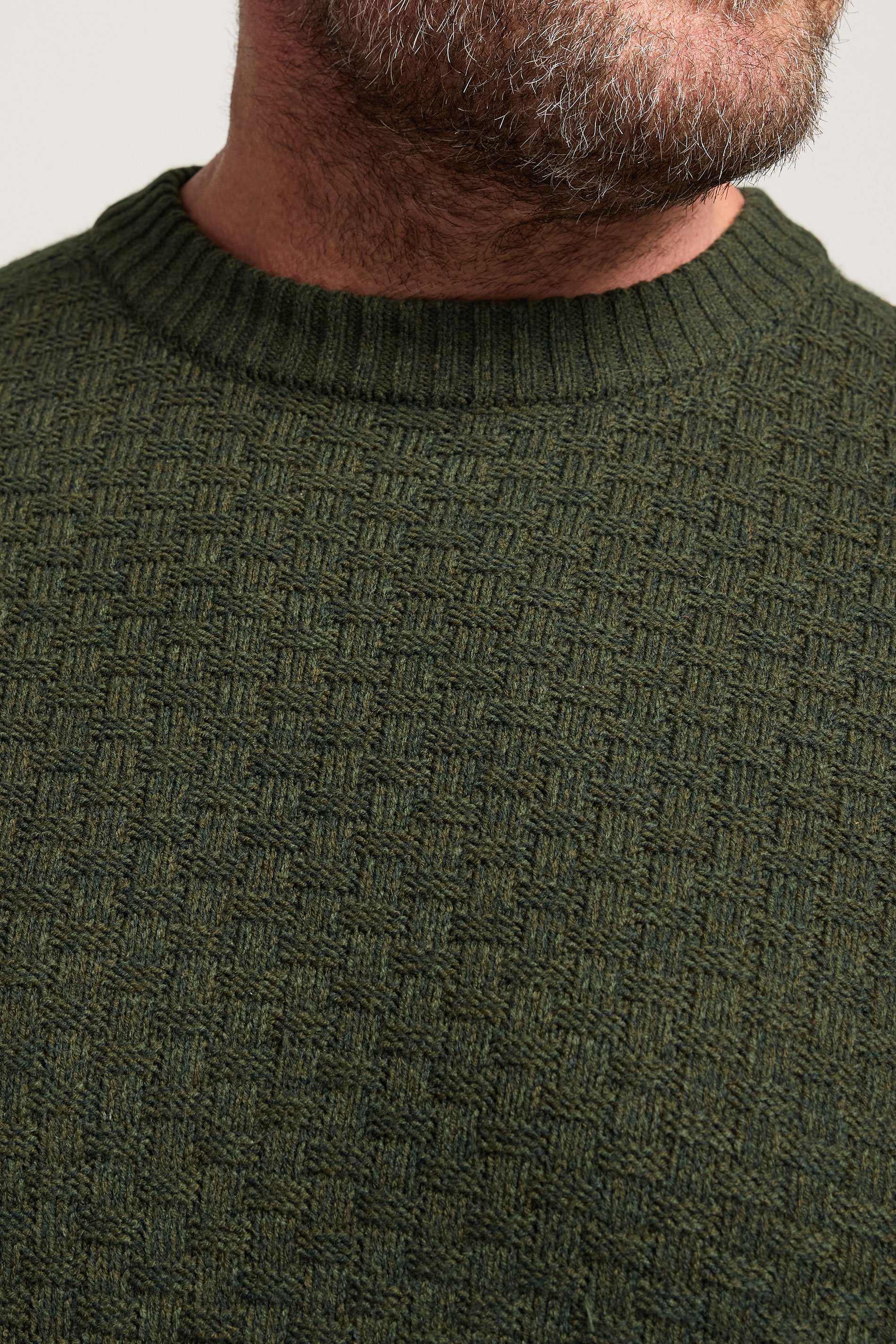 BadRhino Big & Tall Dark Green Textured Crew Neck Knitted Jumper | BadRhino 6