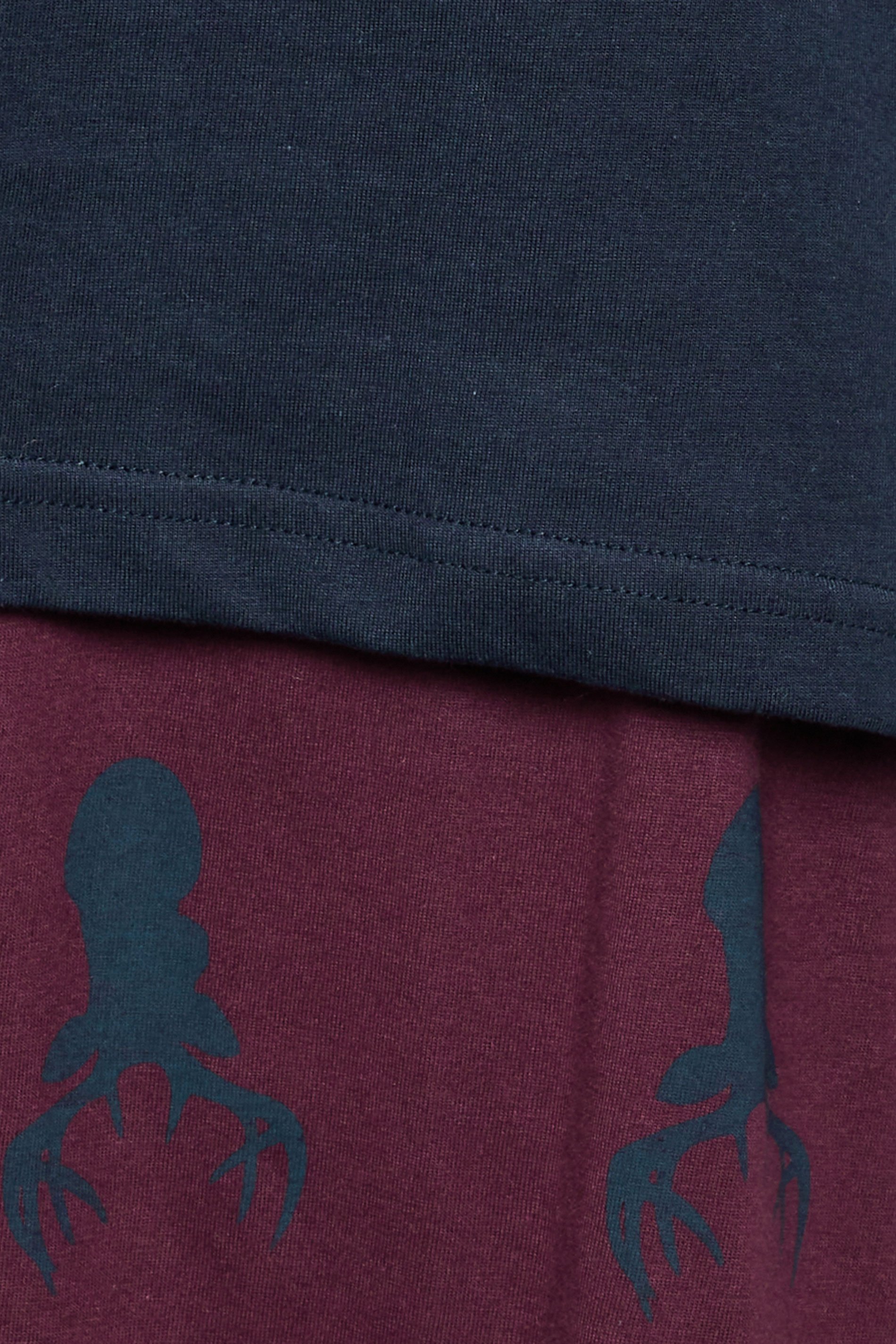 BadRhino Big & Tall Blue & Burgundy Stag Jersey Pyjama Set | BadRhino 5