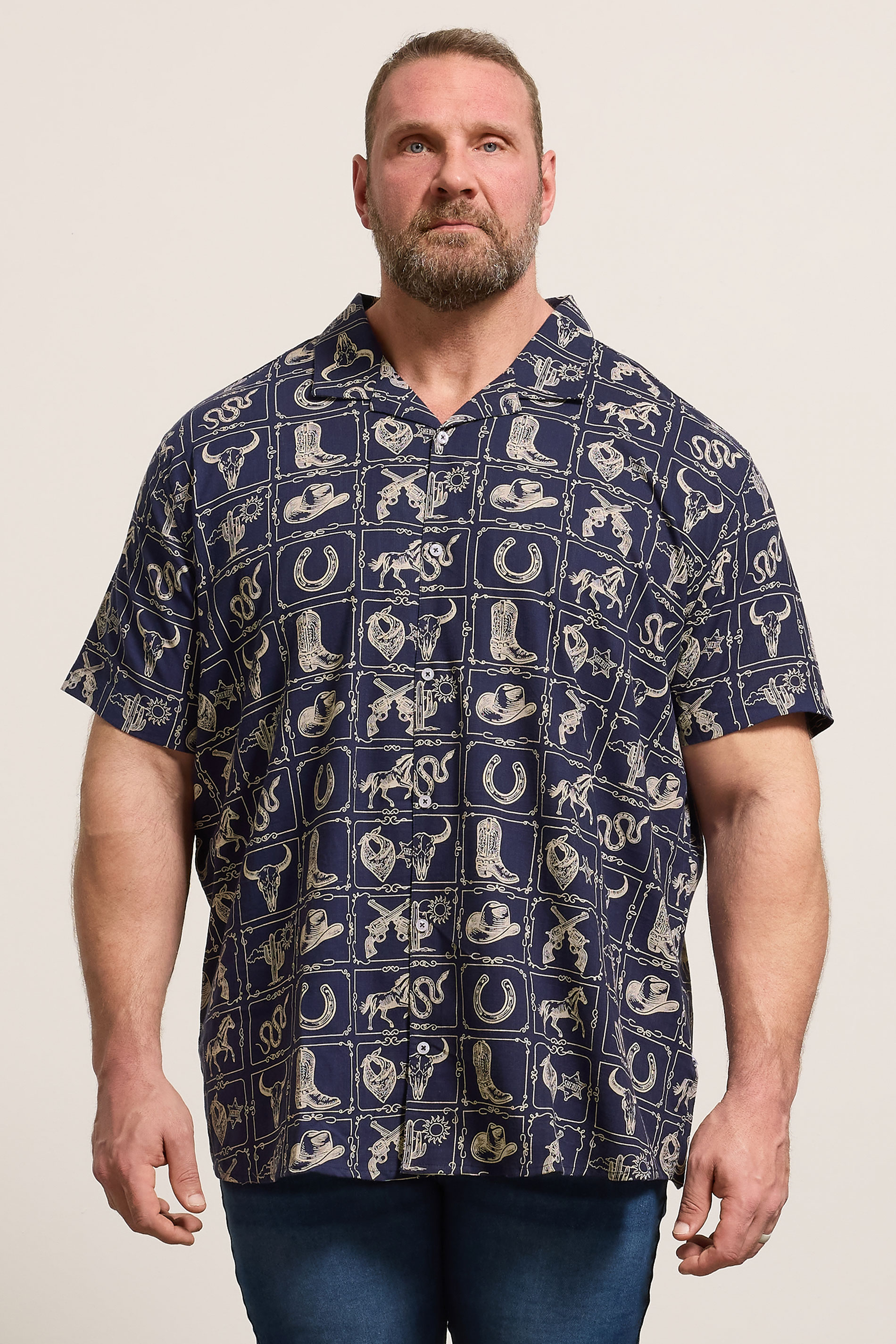 BadRhino Big & Tall Navy Blue Country Print Shirt | BadRhino 3