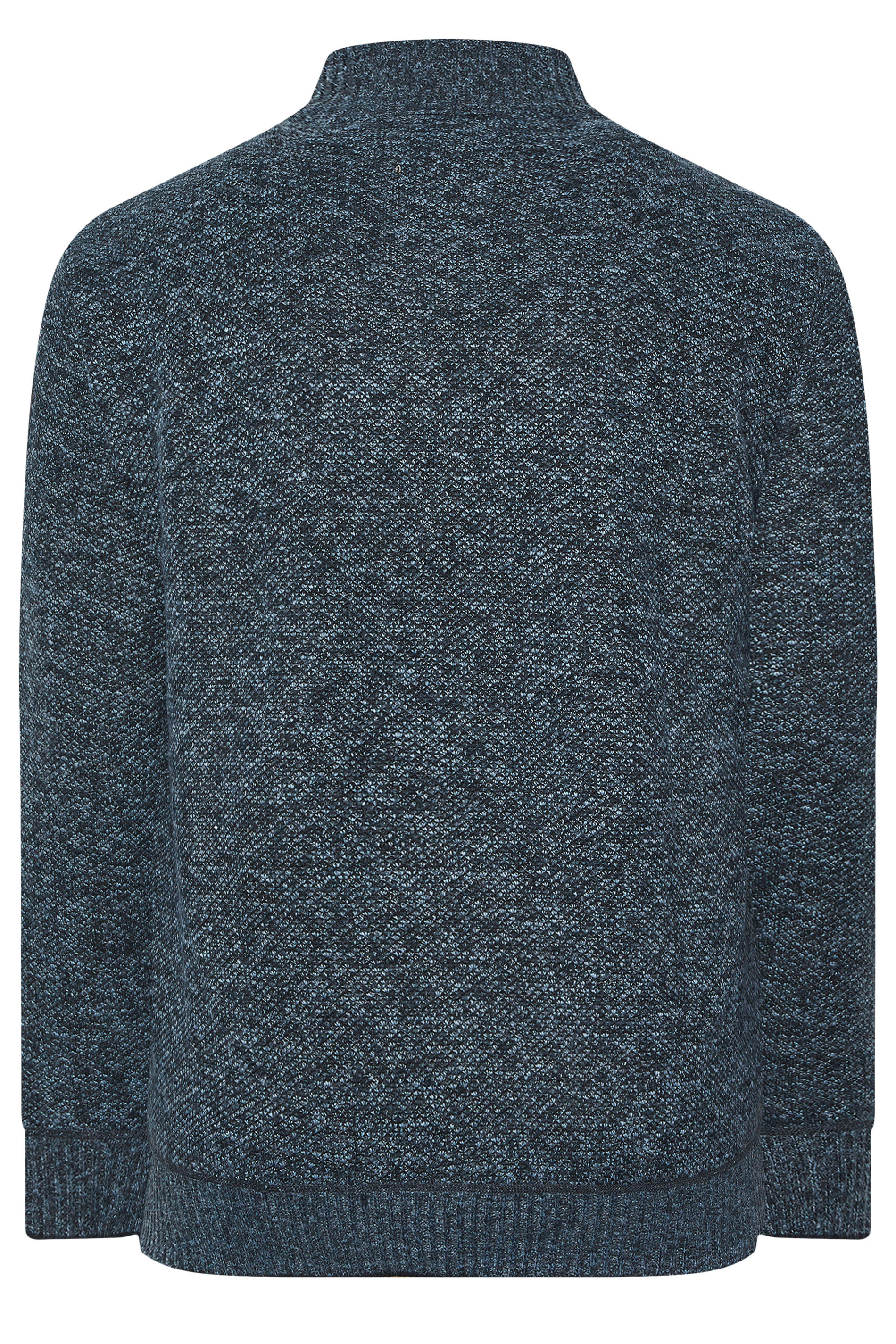 D555 Big & Tall Blue Marl Zip Through Knitted Jumper | BadRhino 6
