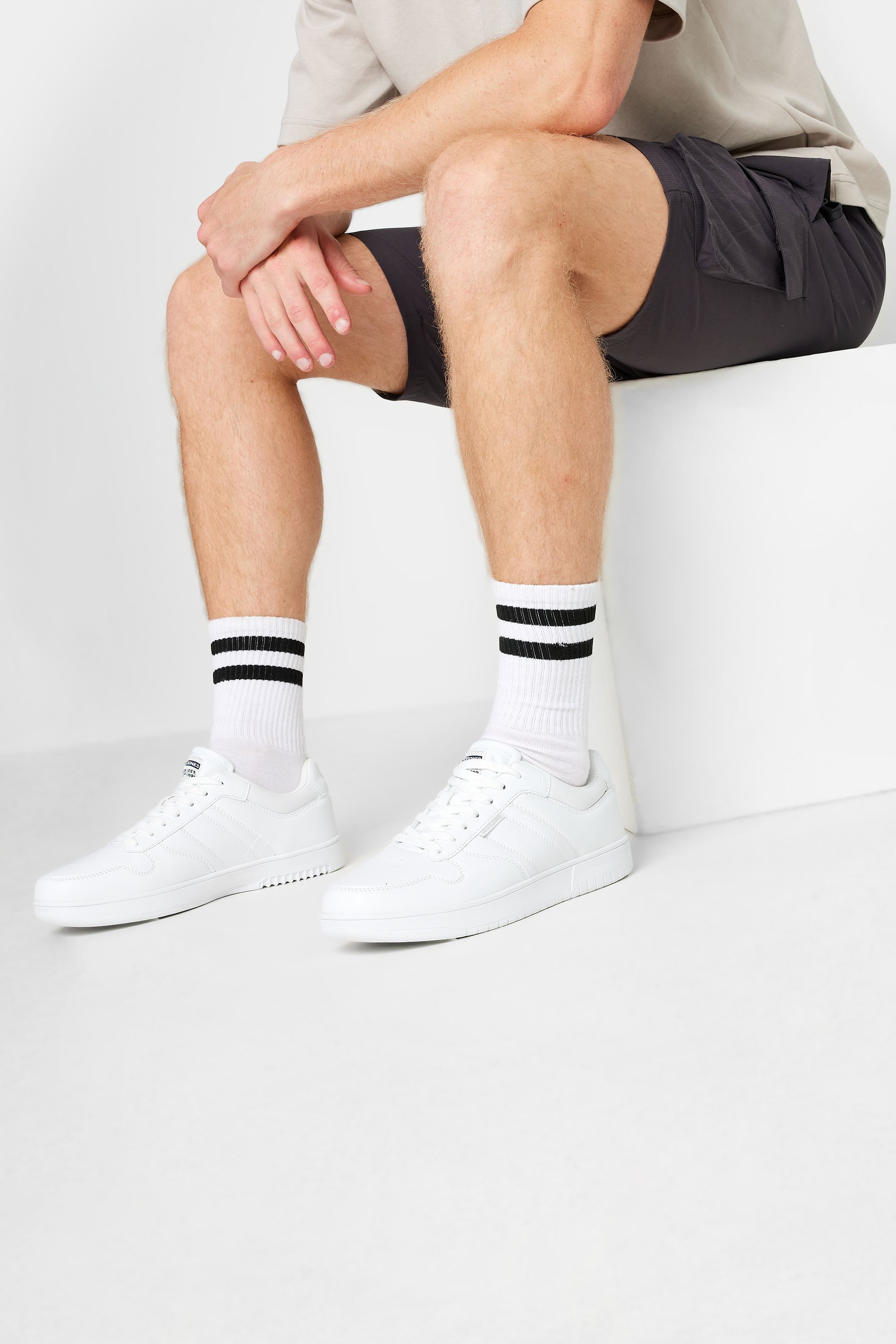 JACK & JONES White Logo Panel Trainers | BadRhino 1