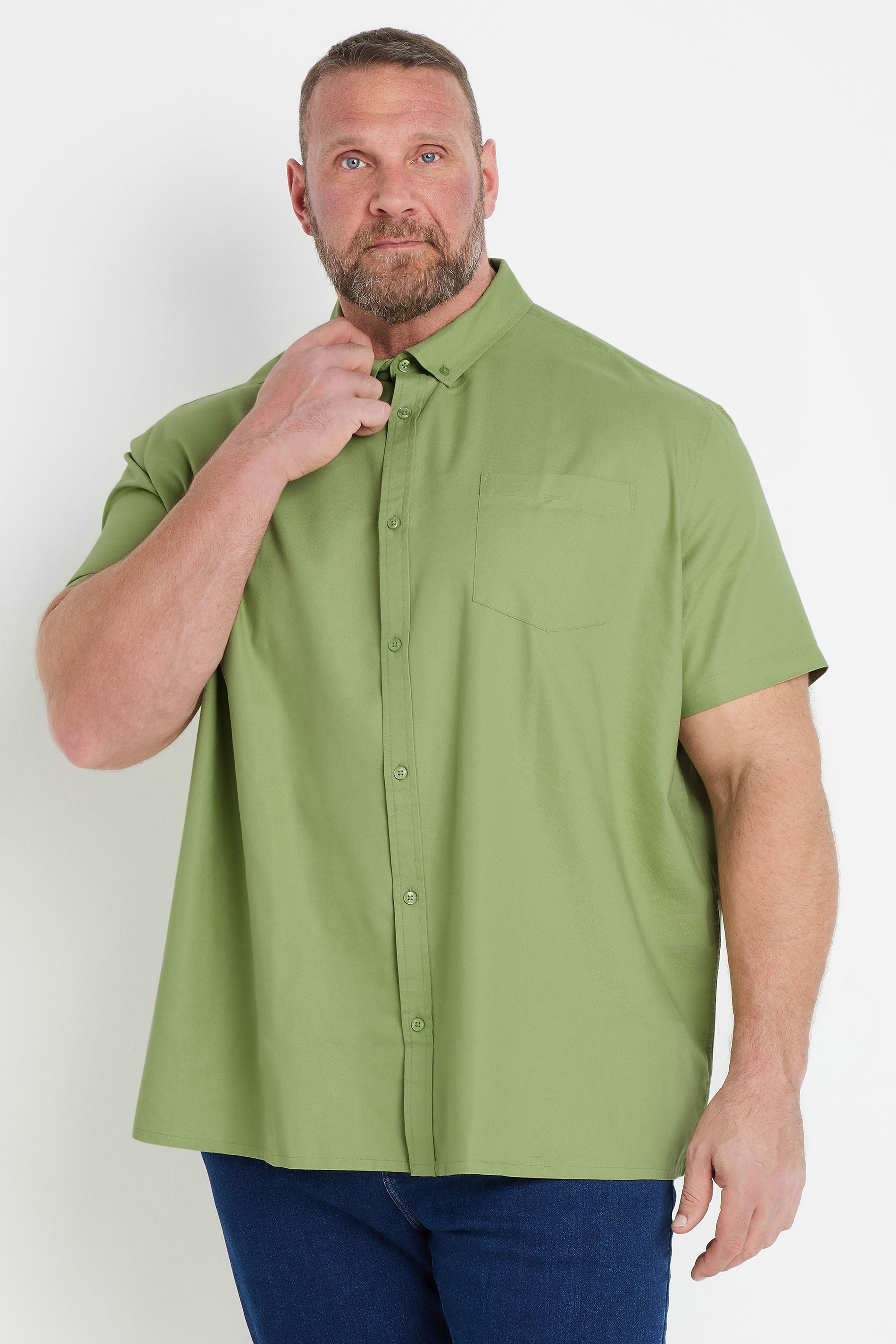 BadRhino Big & Tall Sage Green Short Sleeve Oxford Shirt | BadRhino 2
