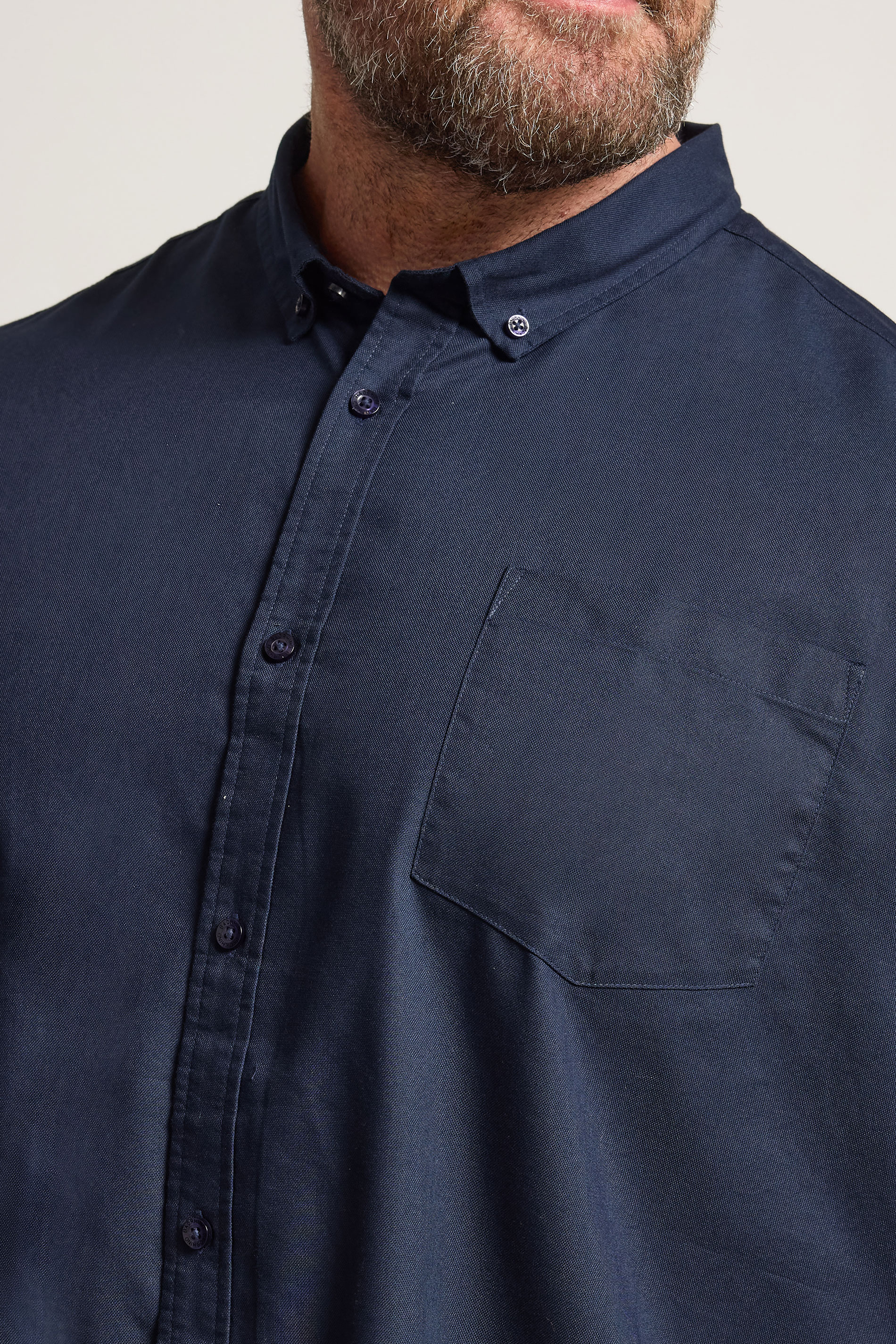BadRhino Big & Tall Premium Navy Blue Short Sleeve Oxford Cotton Shirt 4
