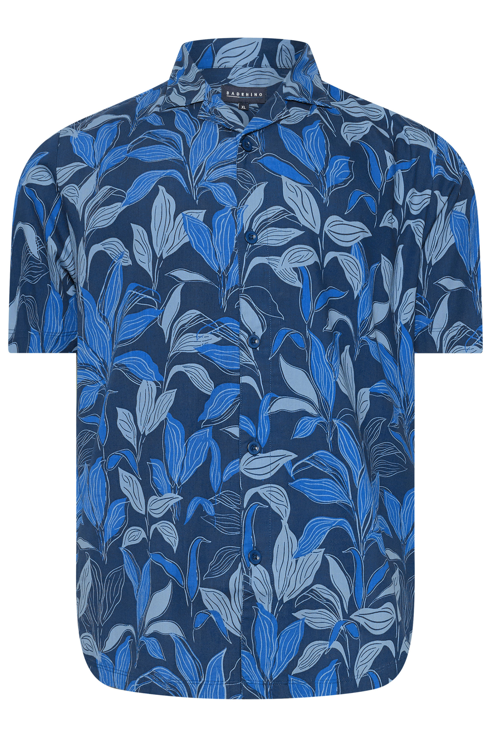 BadRhino Big & Tall Navy Blue Leaf Printed Shirt | BadRhino 5