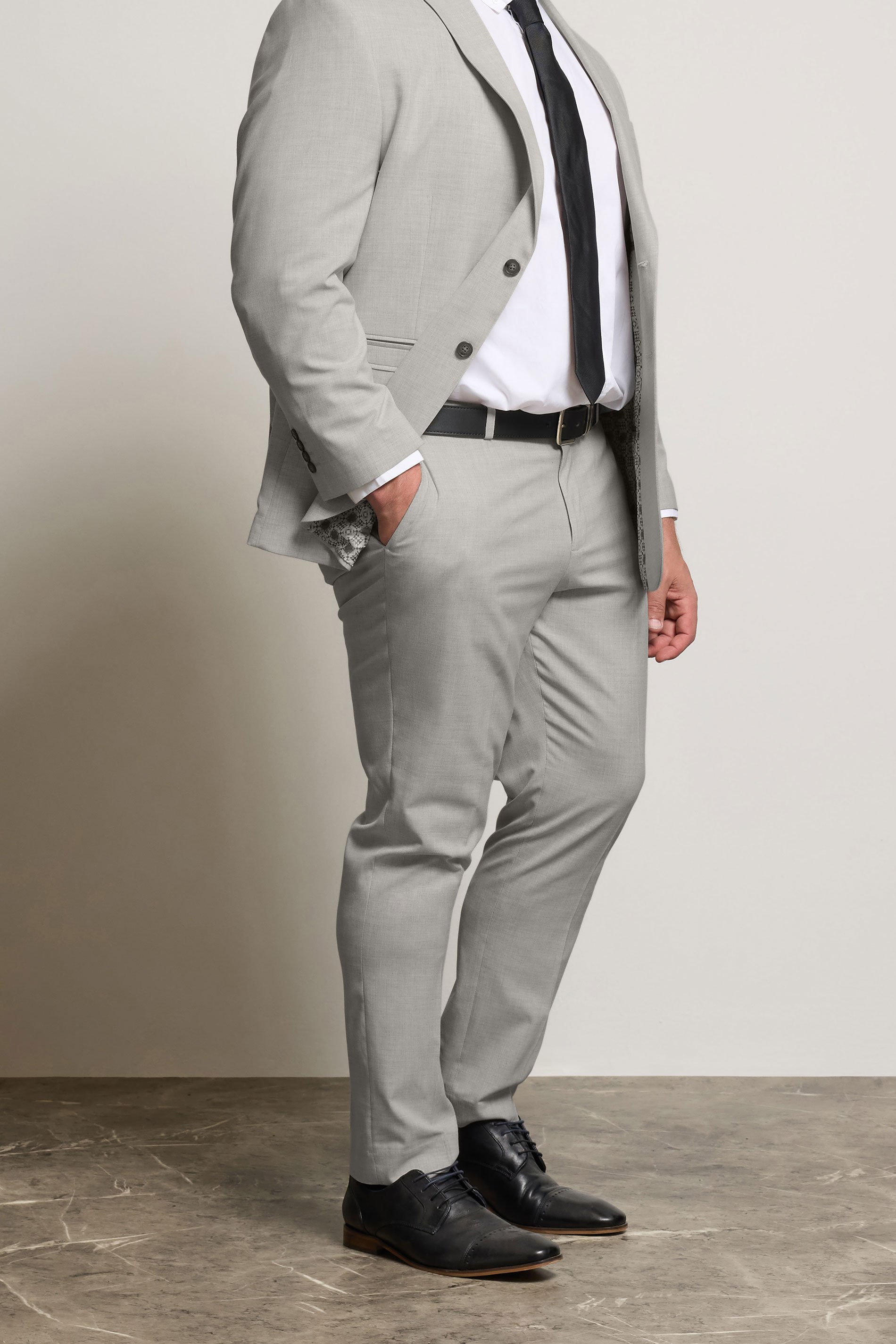 BadRhino Tailoring Big & Tall Grey Plain Suit Trousers | BadRhino 1