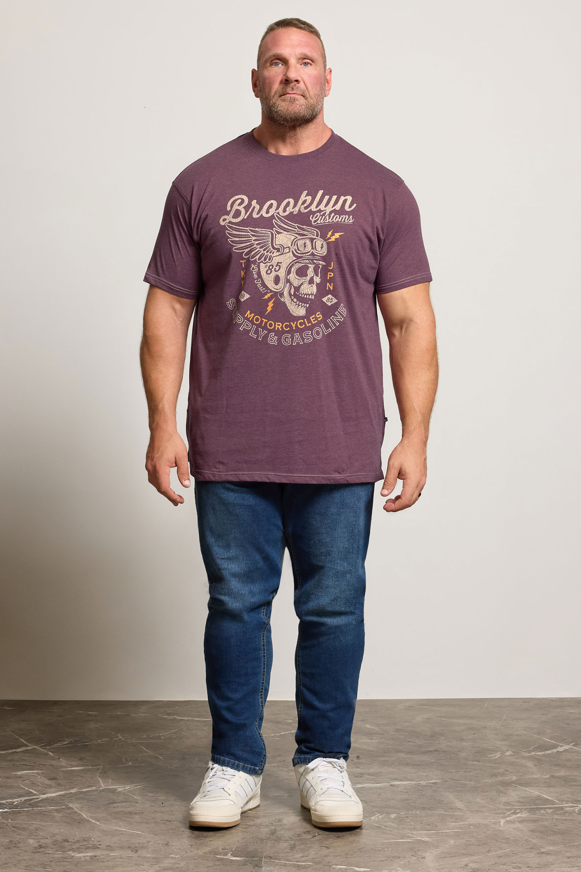 KAM Big & Tall Fig Purple Brooklyn Motorbike Graphic Print T-Shirt | BadRhino 2