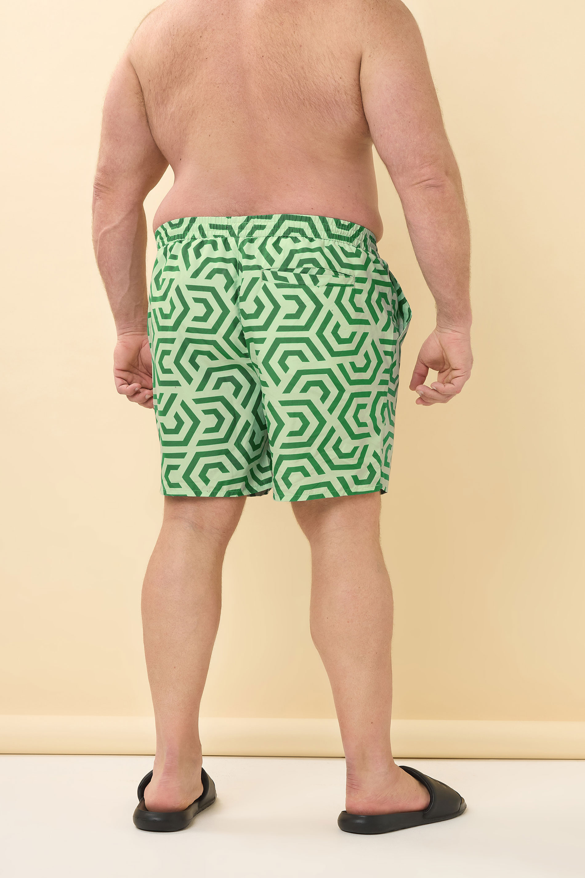BadRhino Big & Tall Green Geometric Swim Shorts | BadRhino 4