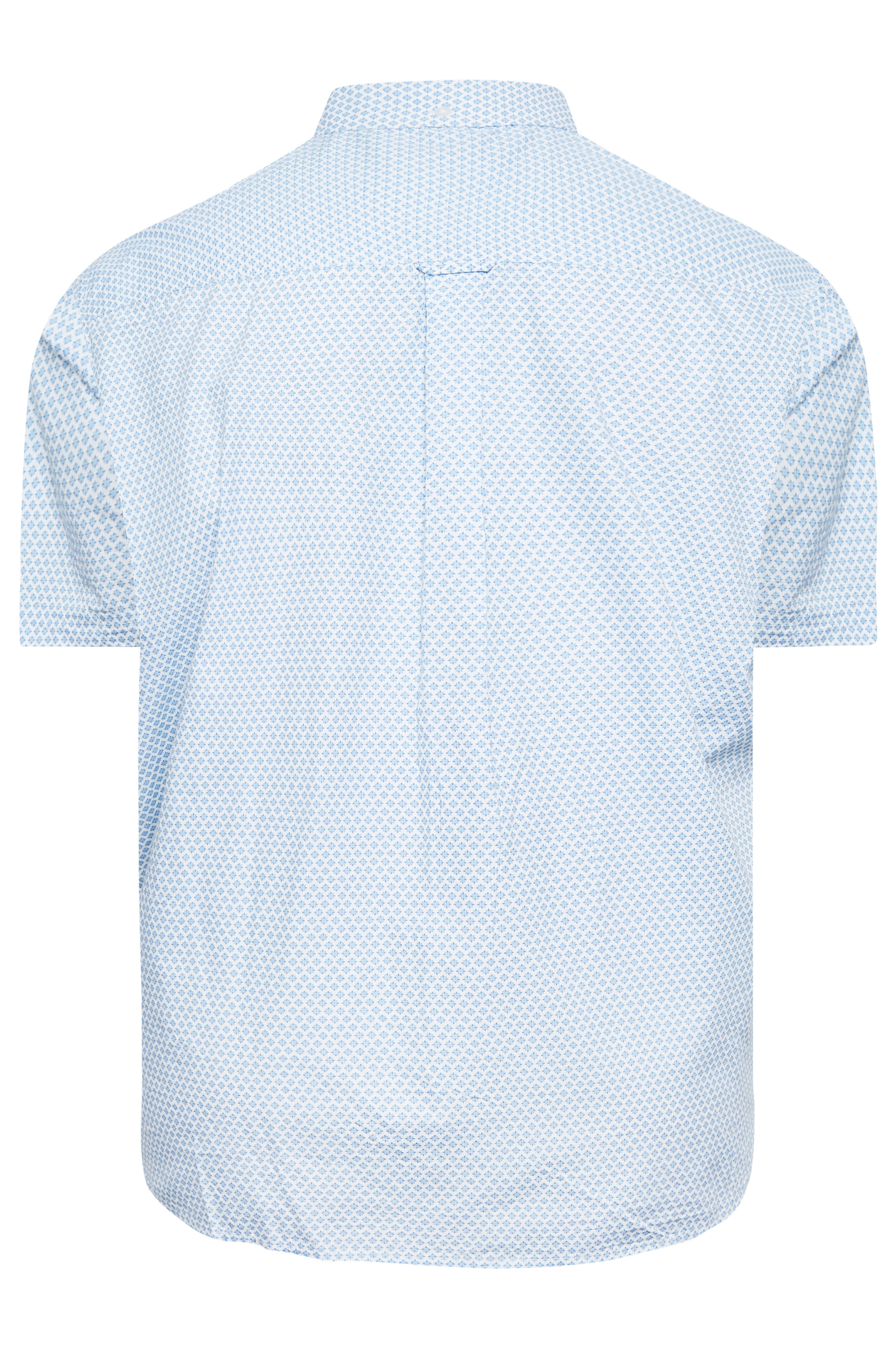 BadRhino Big & Tall White & Blue Geometric Print Poplin Shirt | BadRhino 4