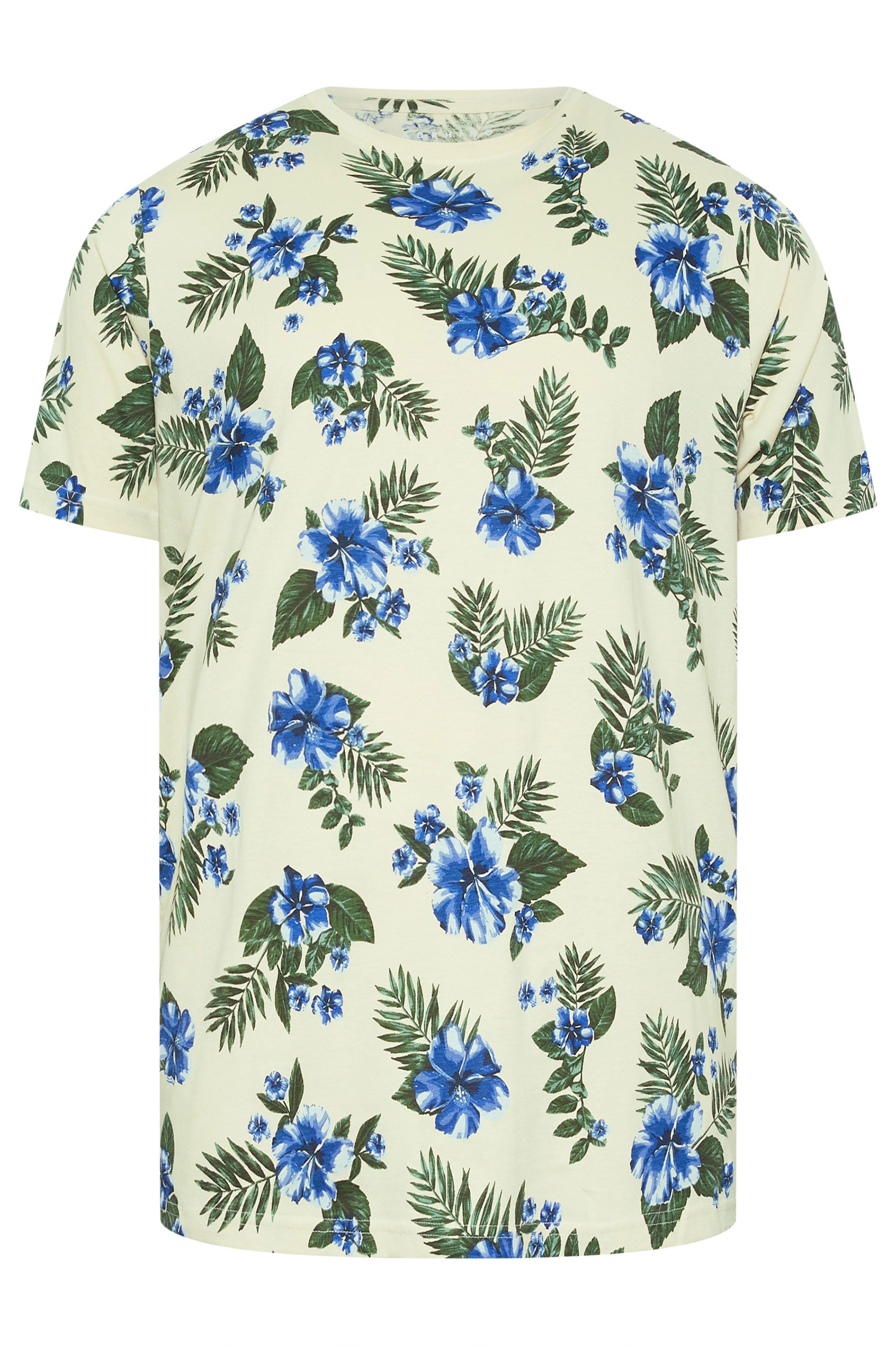 BadRhino Big & Tall Cream Floral Print Short Sleeve T-Shirt | BadRhino 3