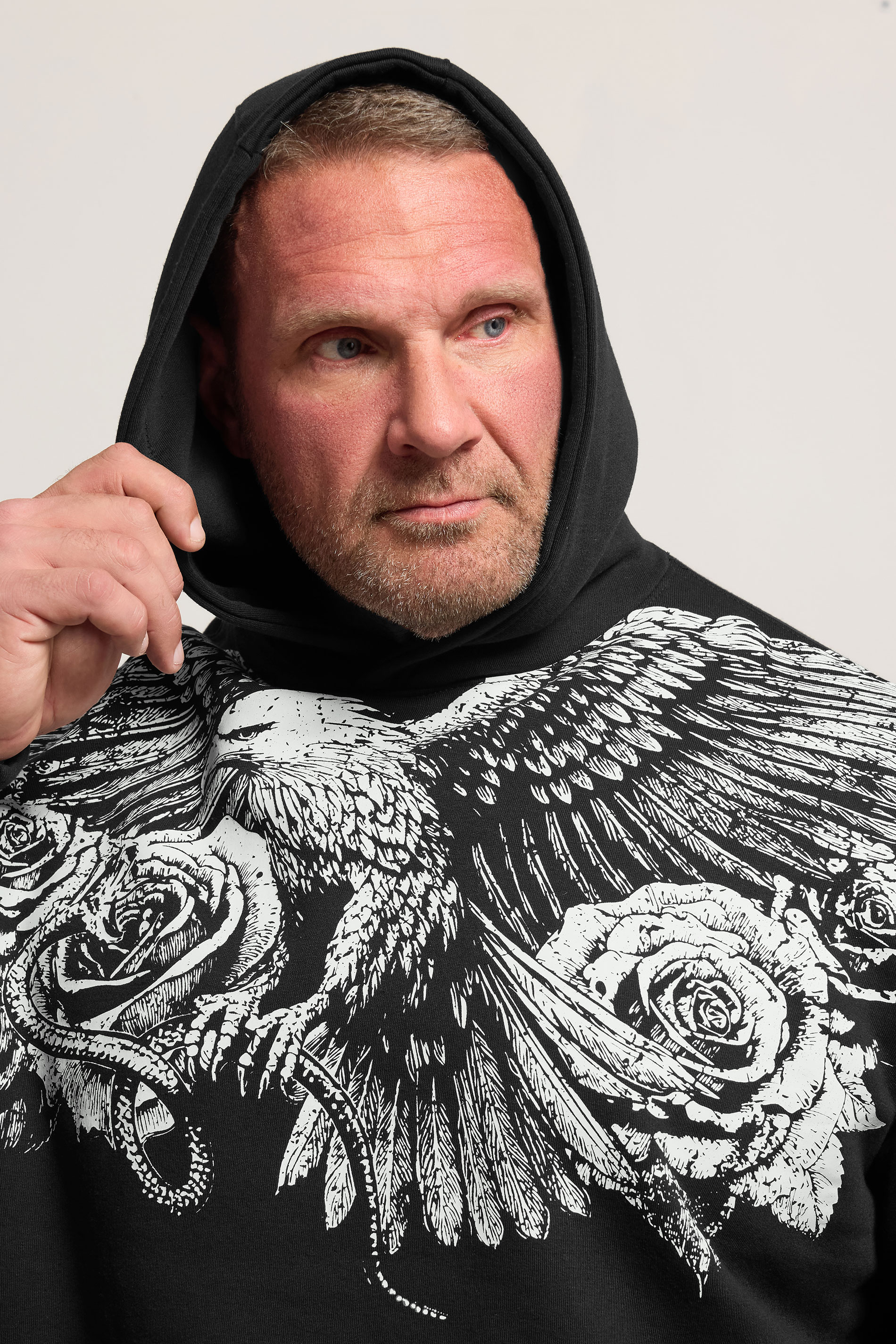 BadRhino Big & Tall Black Eagle Graphic Print Hoodie | BadRhino 4