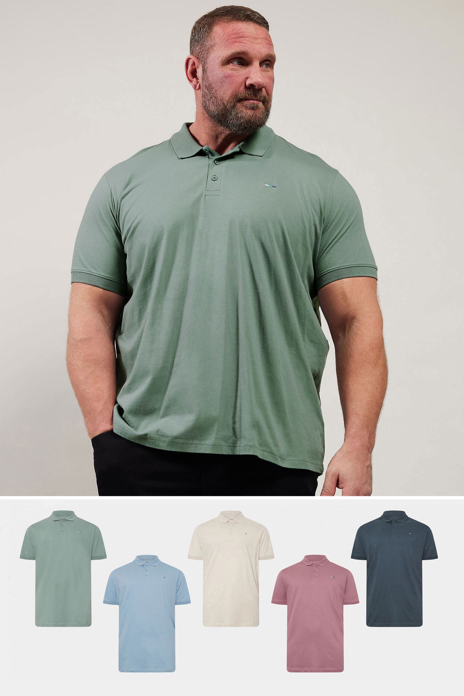 BadRhino Big & Tall 5 PACK Green & Blue JerseyPolo Shirts | BadRhino 1