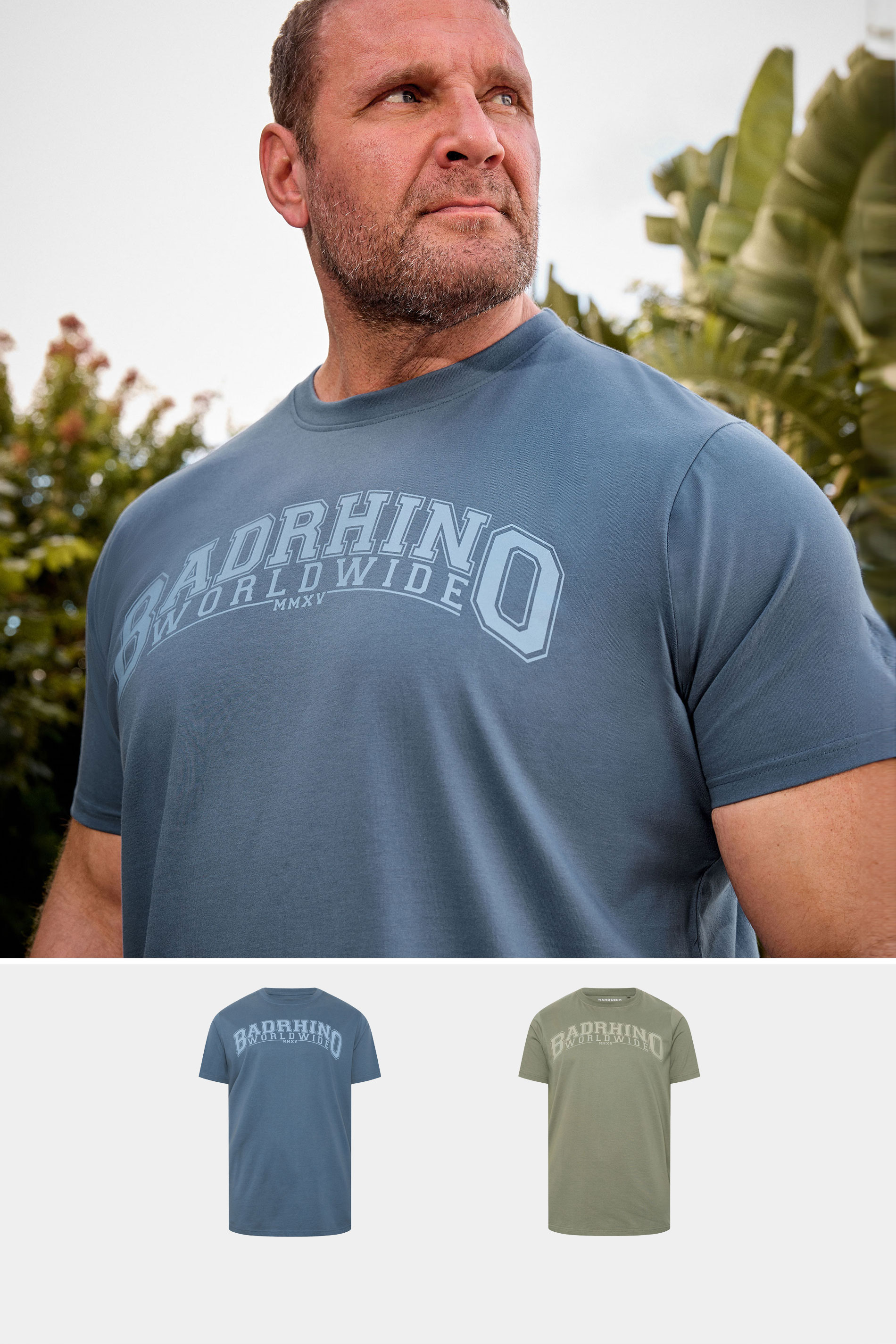 BadRhino Big & Tall 2 PACK Blue & Green Worldwide T-Shirts | BadRhino 1