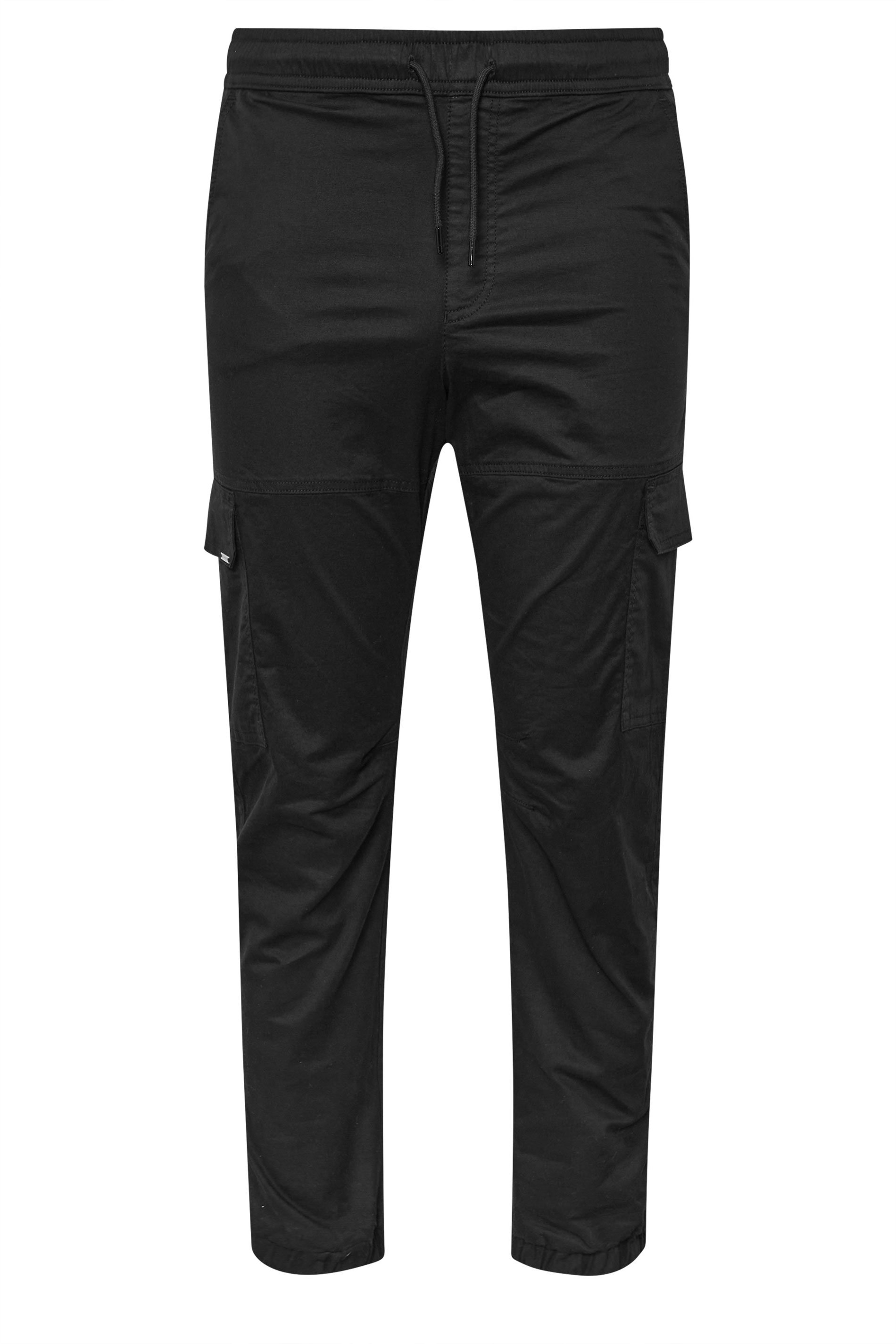 BadRhino Big & Tall Black Elasticated Waist Cuffed Cargo Trousers | BadRhino 4