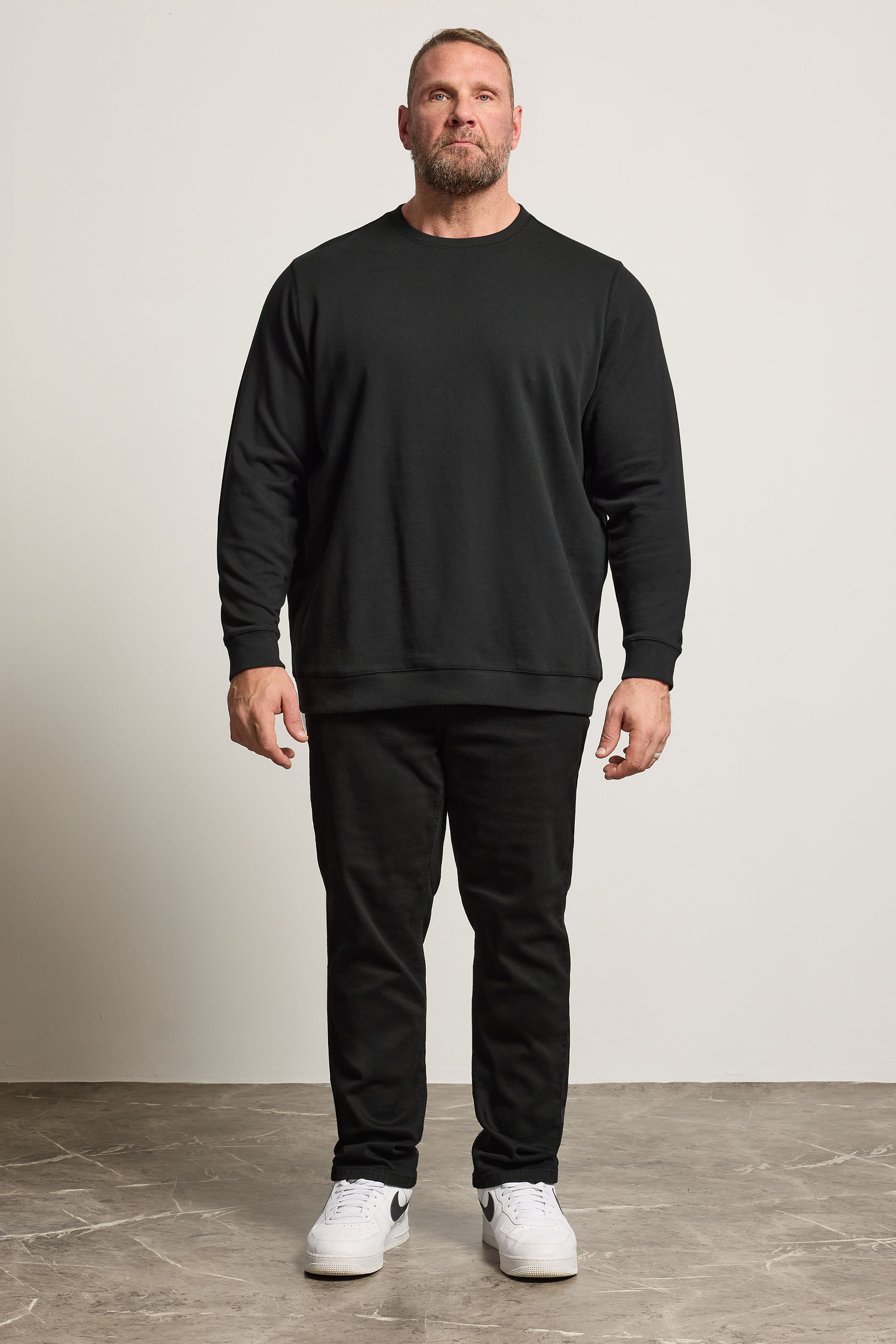 STUDIO A Big & Tall Black Crew Neck Sweatshirt | BadRhino 2