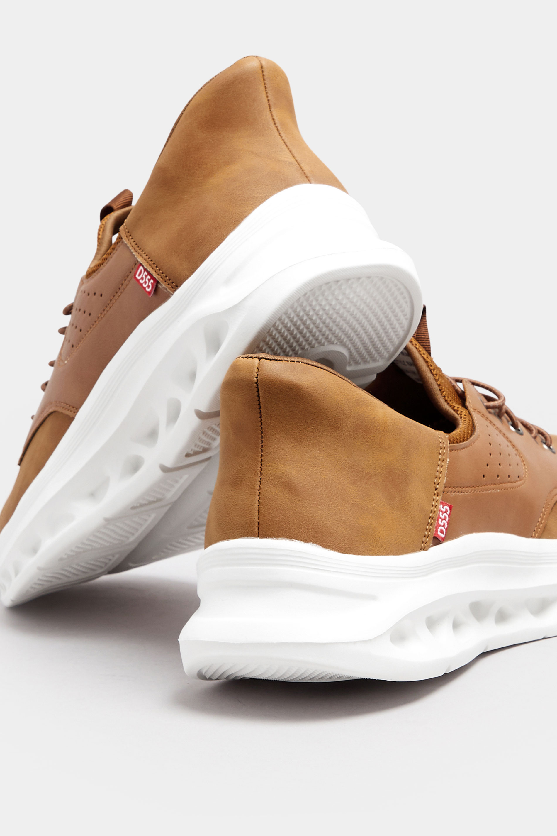 D555 Tan Hands Free Shoes With Faux Suede Top & Laces | BadRhino 4