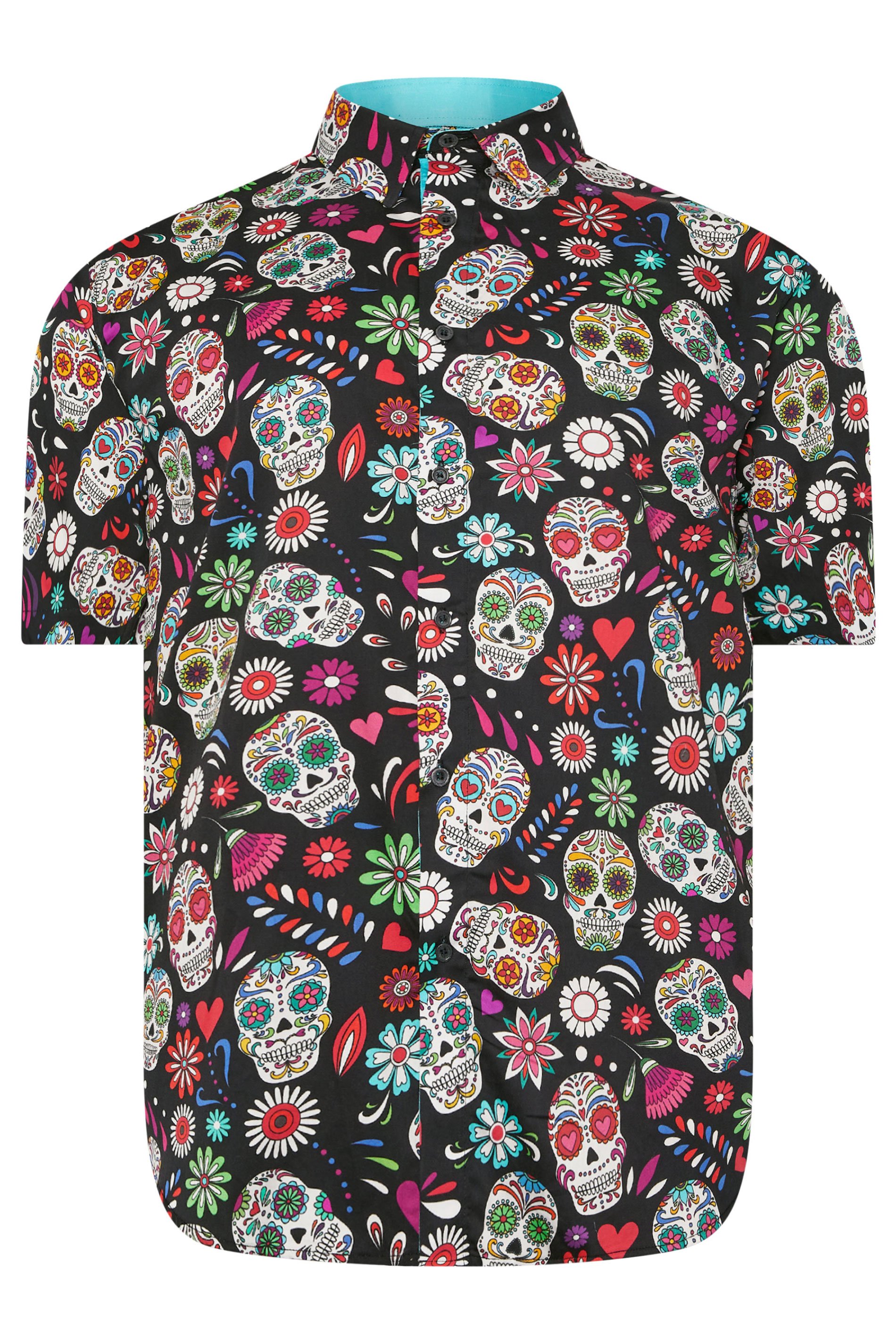 KAM Big & Tall Black Skull Print Shirt | BadRhino 4