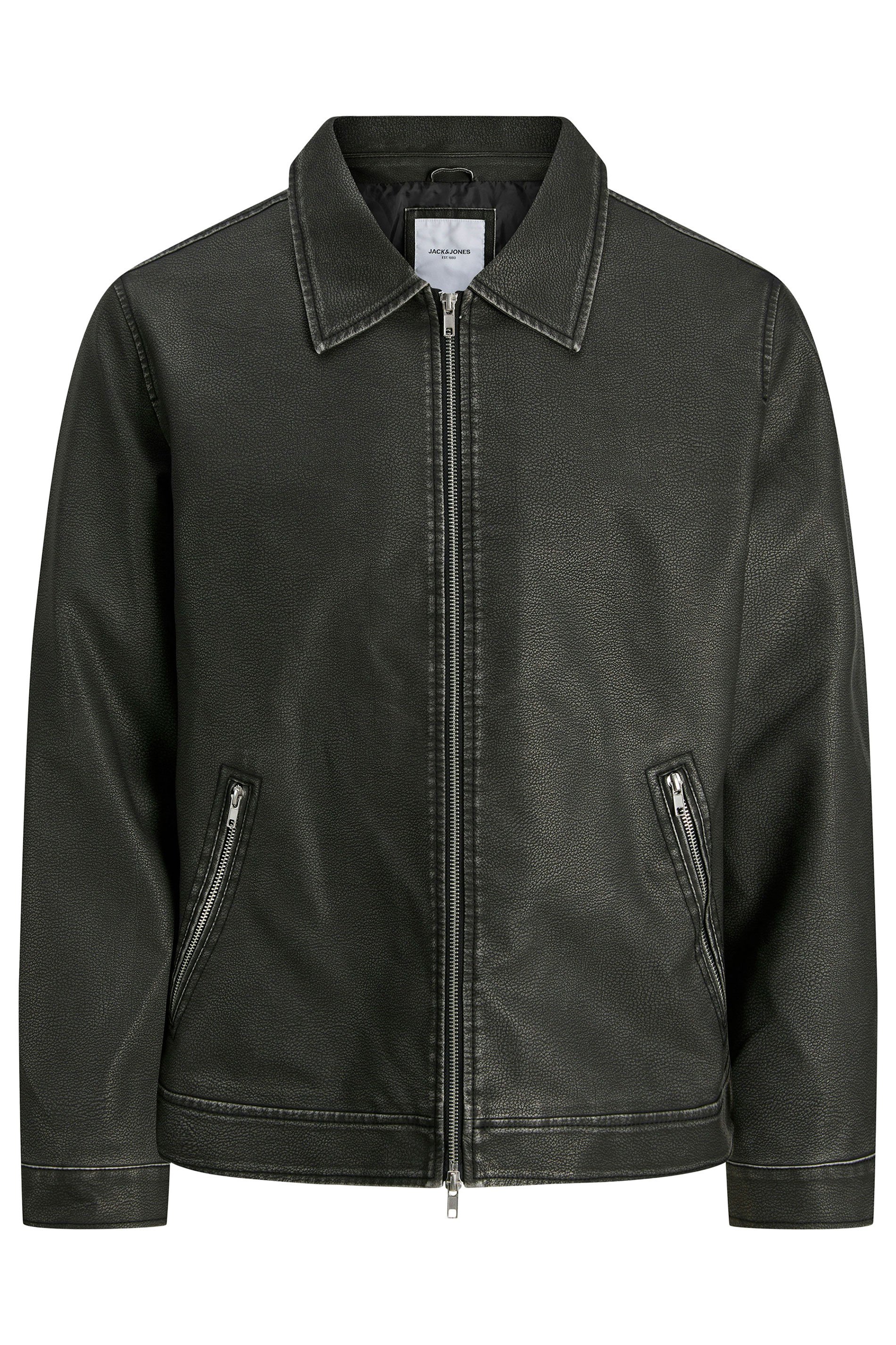 JACK & JONES Big & Tall Black Biker Jacket | BadRhino 5