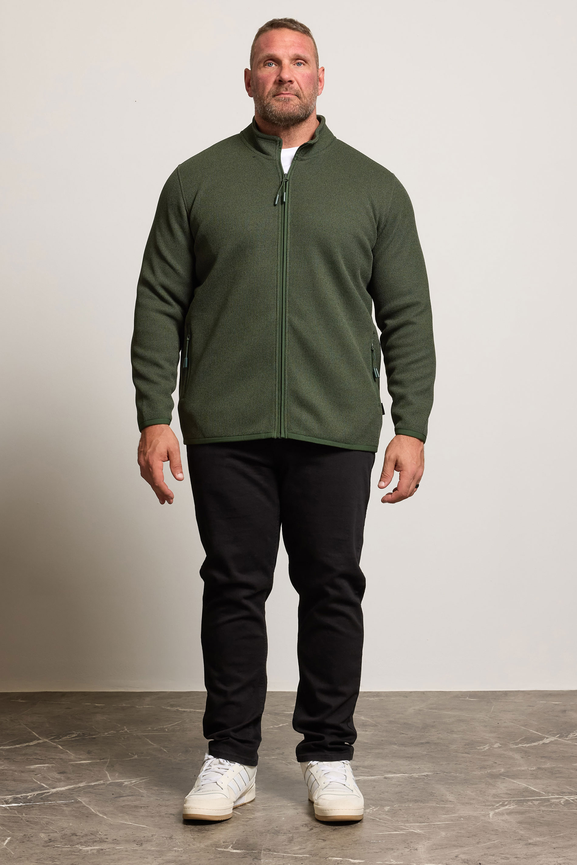 BadRhino Big & Tall Green Full Zip Textured Fleece Jacket | BadRhino 2