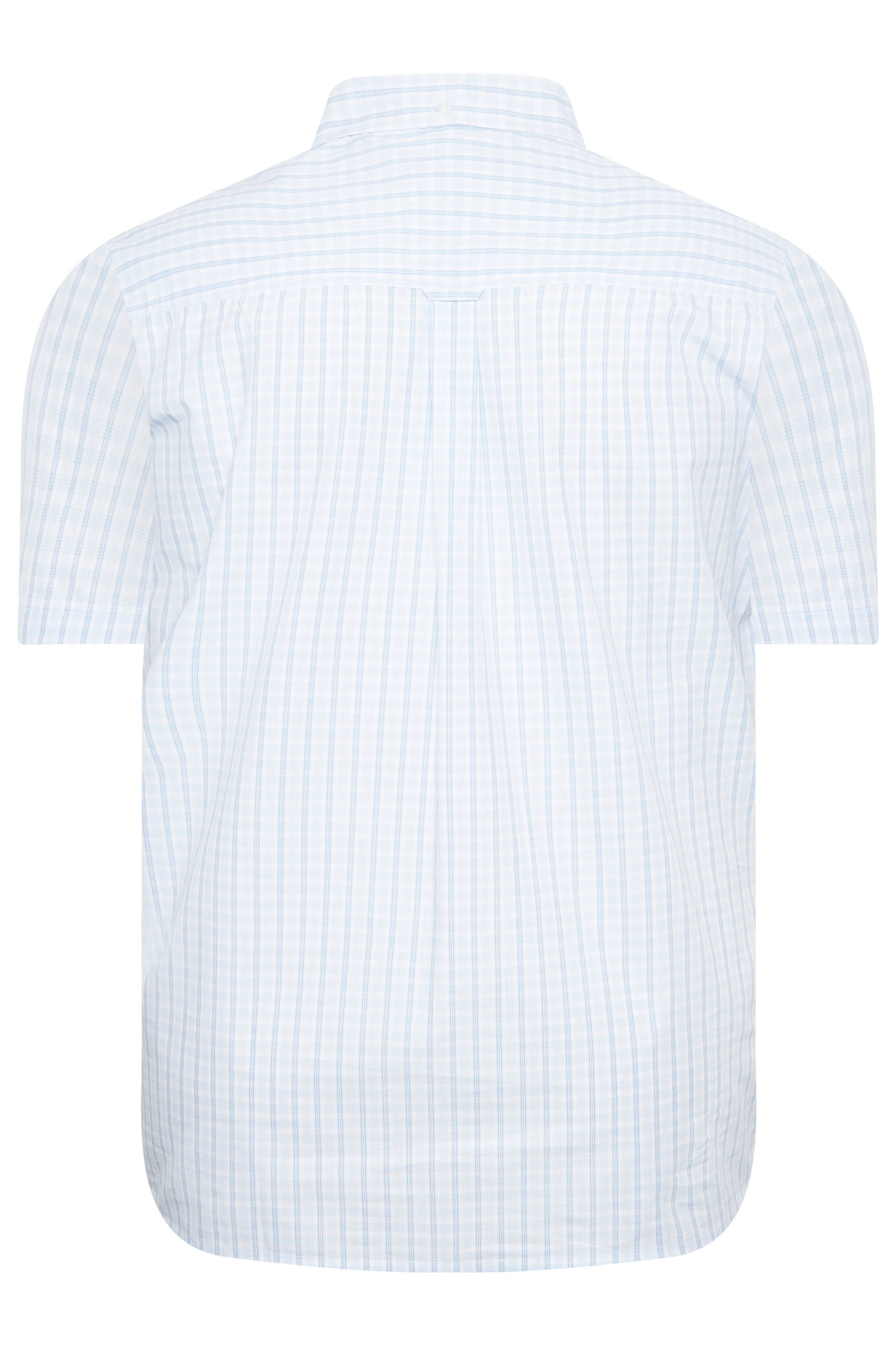 BadRhino Big & Tall Plus Size Light Blue Check Short Sleeve Shirt | BadRhino 4