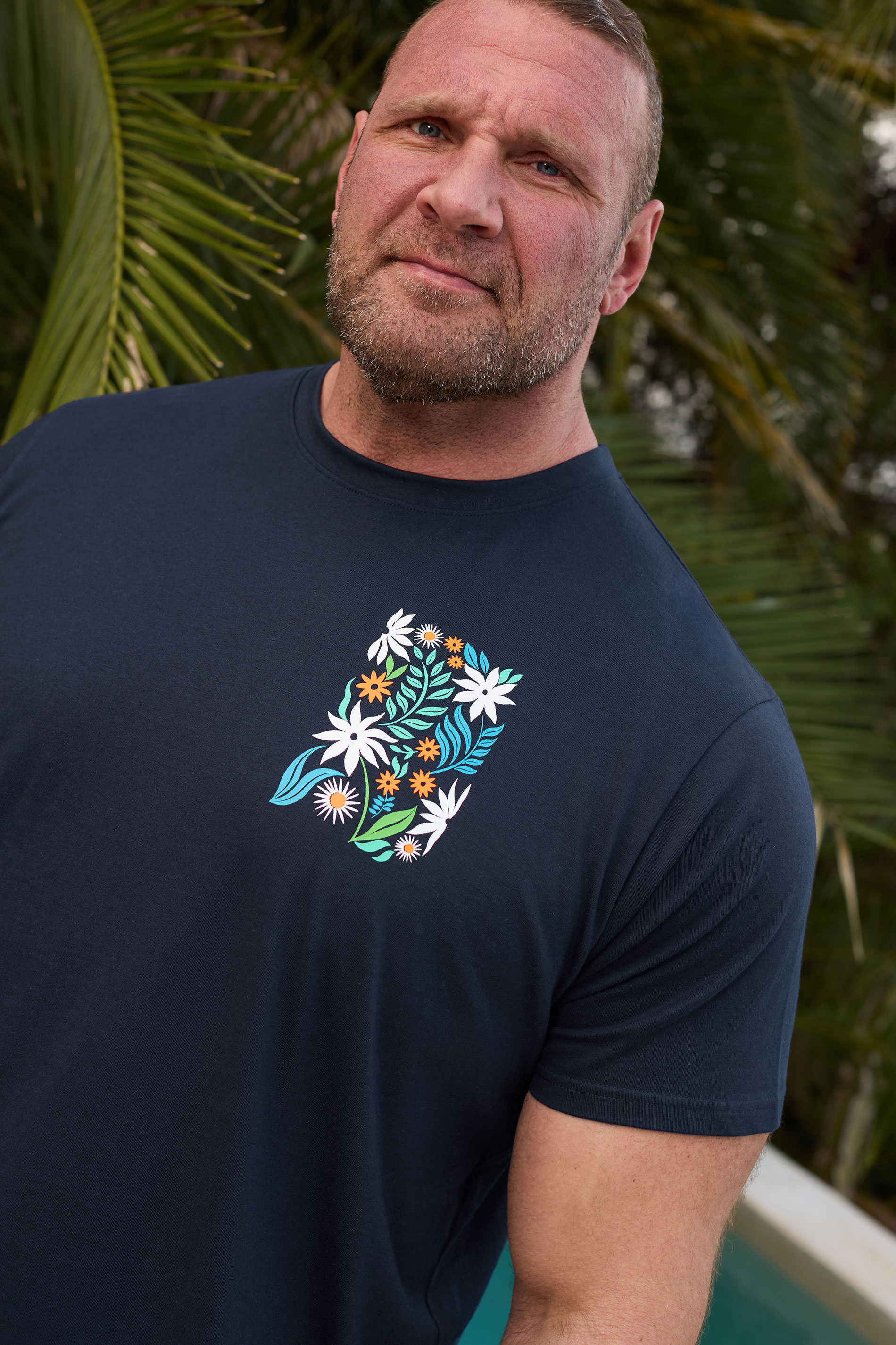 BadRhino Big &Tall Navy Blue Floral Print Graphic T-Shirt | BadRhino 2