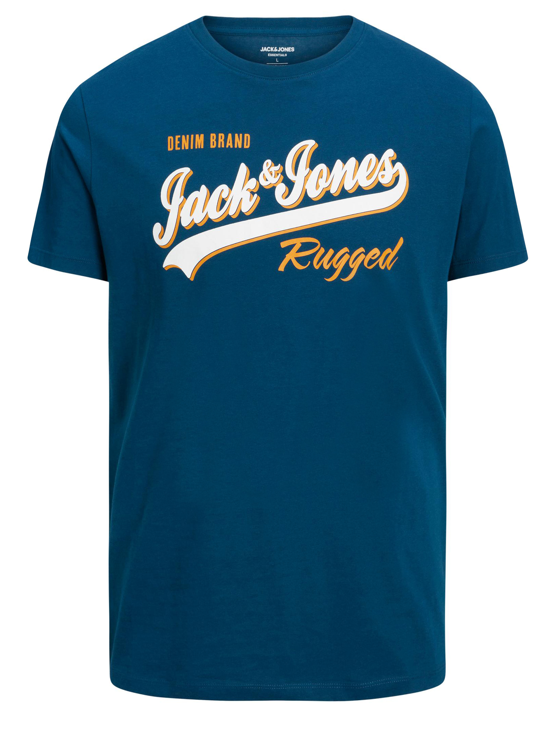 JACK & JONES Big & Tall Blue Logo Print T-Shirt | BadRhino