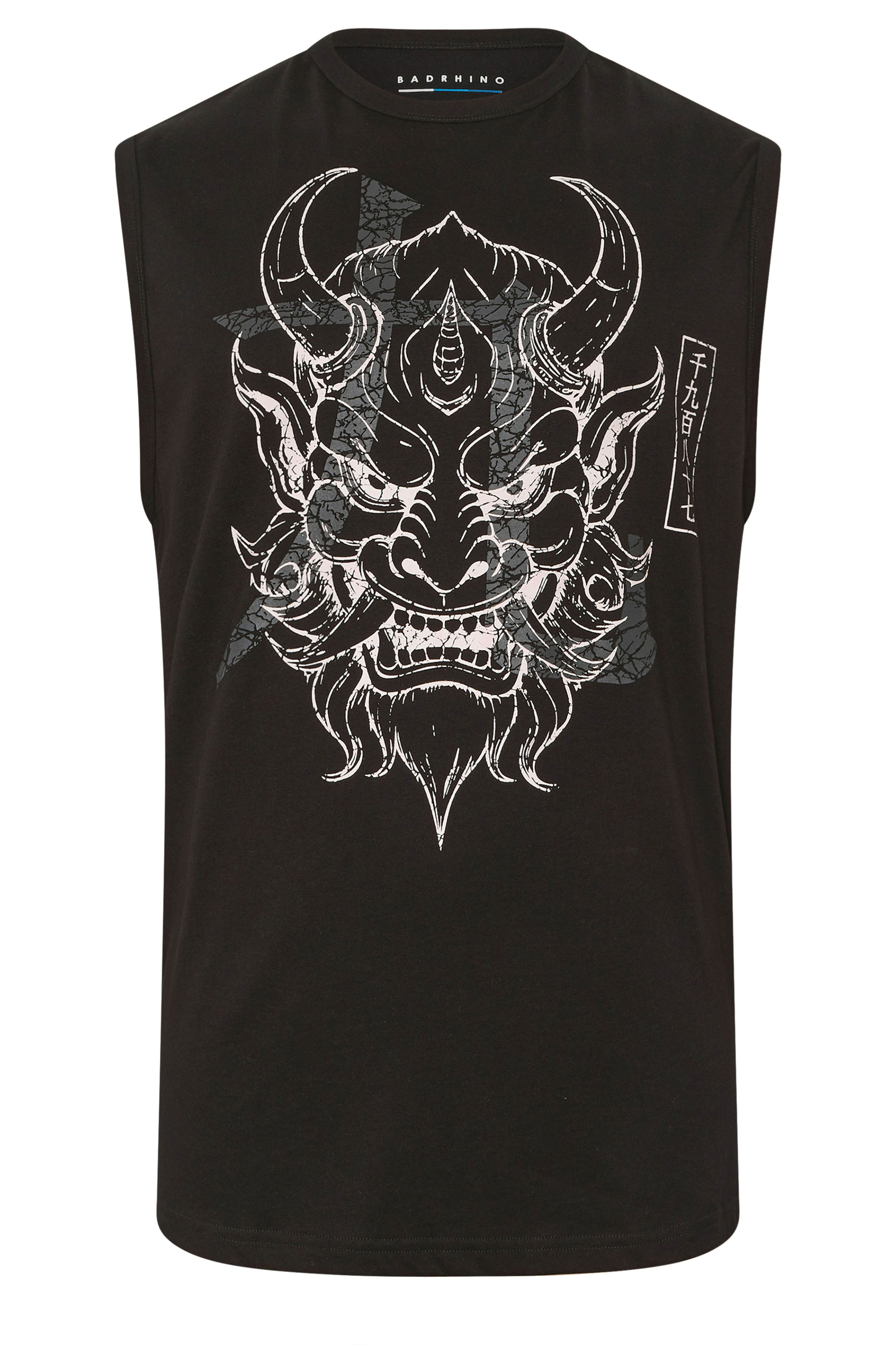 BadRhino Big & Tall Black Japanese Demon Graphic Vest Top | BadRhino 5