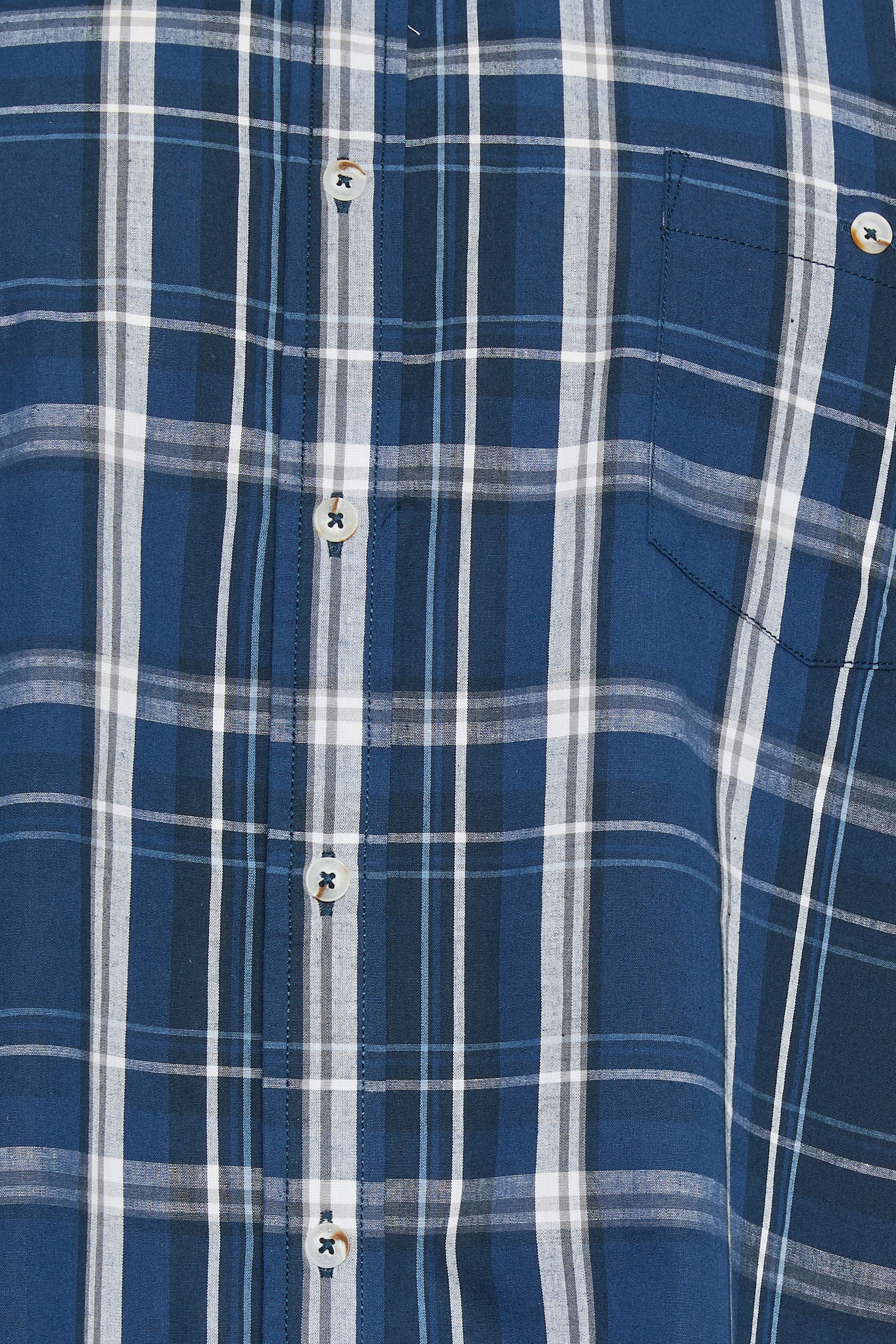 D555 Big & Tall Navy Blue Check Print Short Sleeve Shirt | BadRhino 2