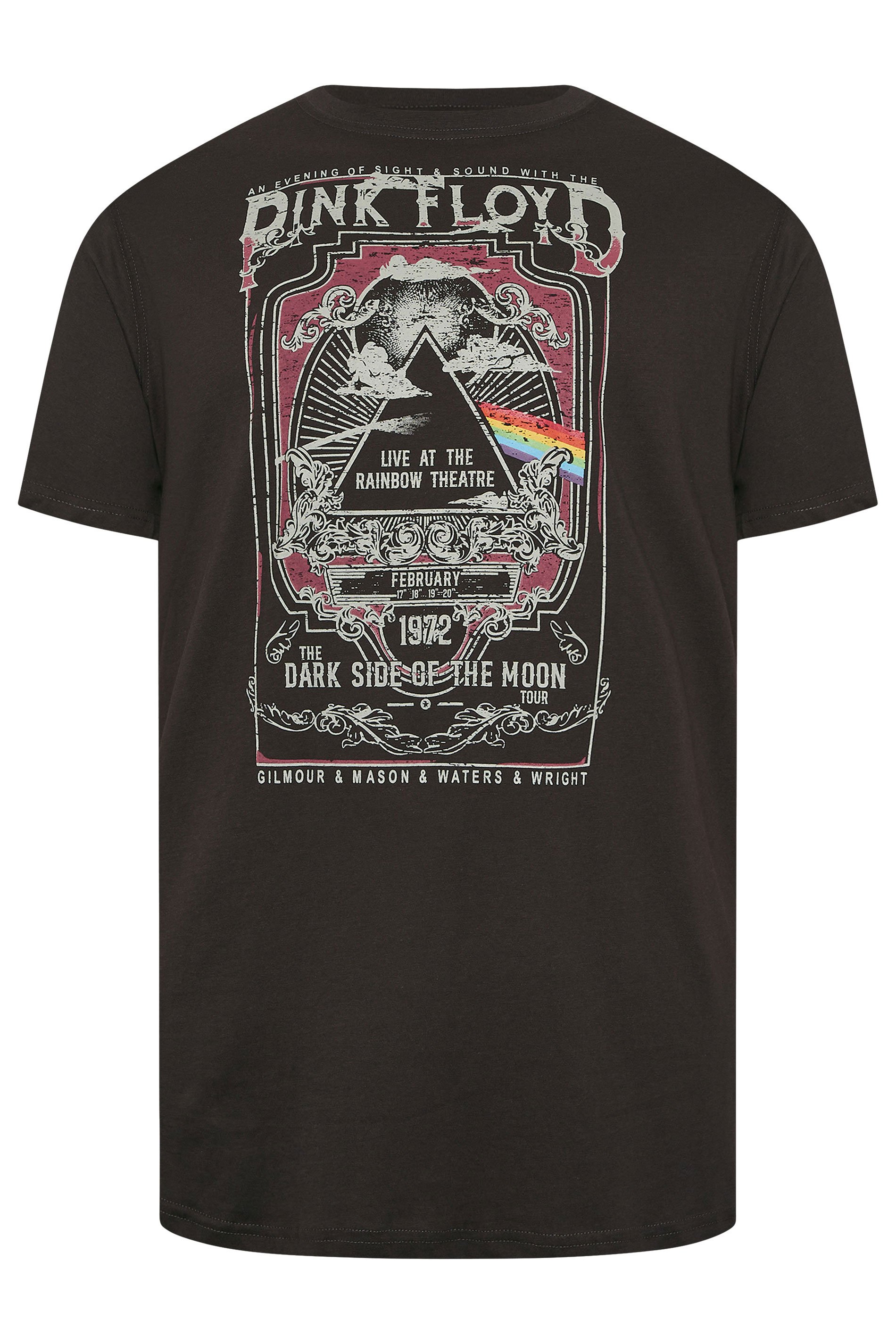 D555 Big & Tall Washed Black Pink Floyd Graphic Print T-Shirt | BadRhino 3