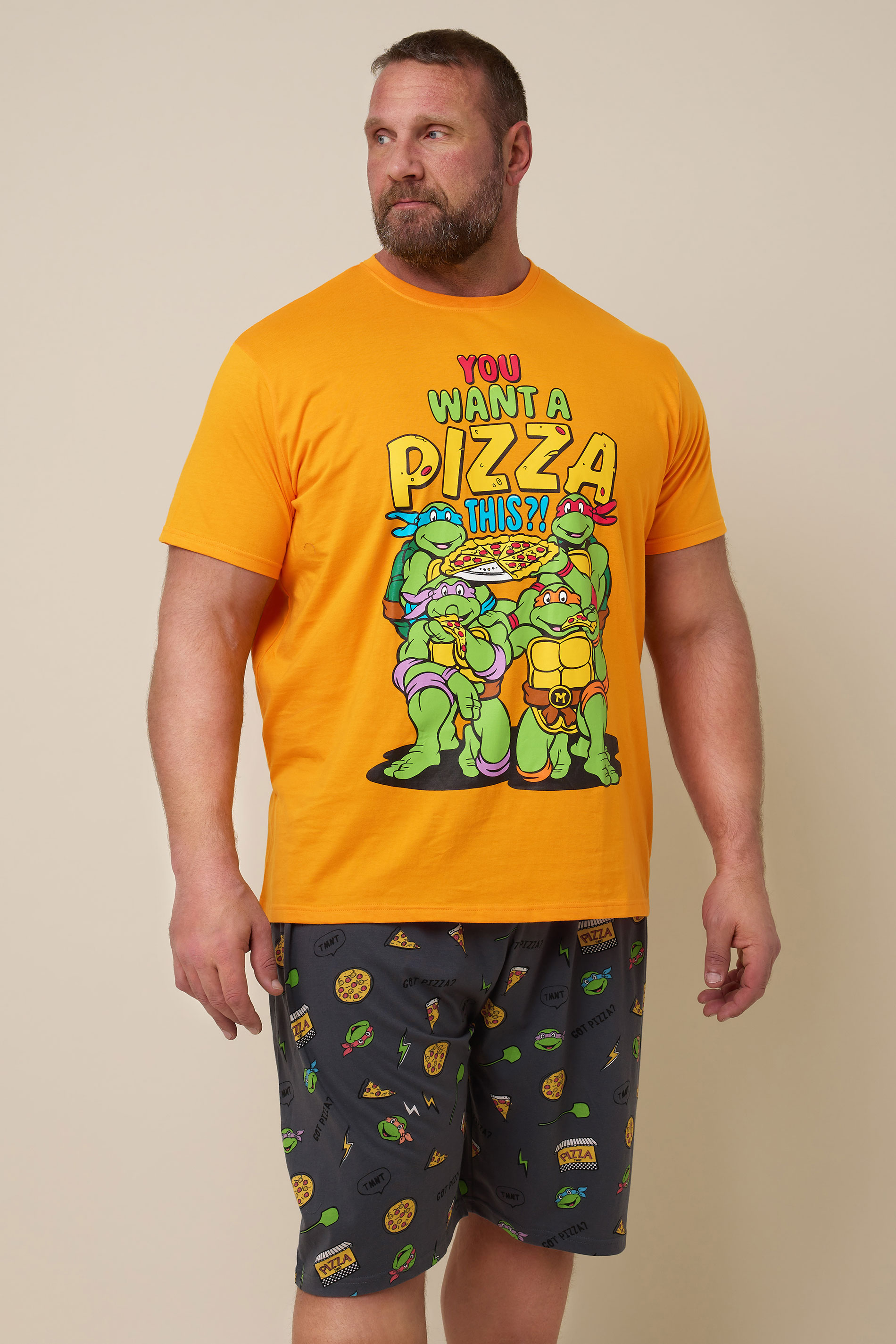 BadRhino Big & Tall Orange Ninja Turtle Pyjama Set | BadRhino 1