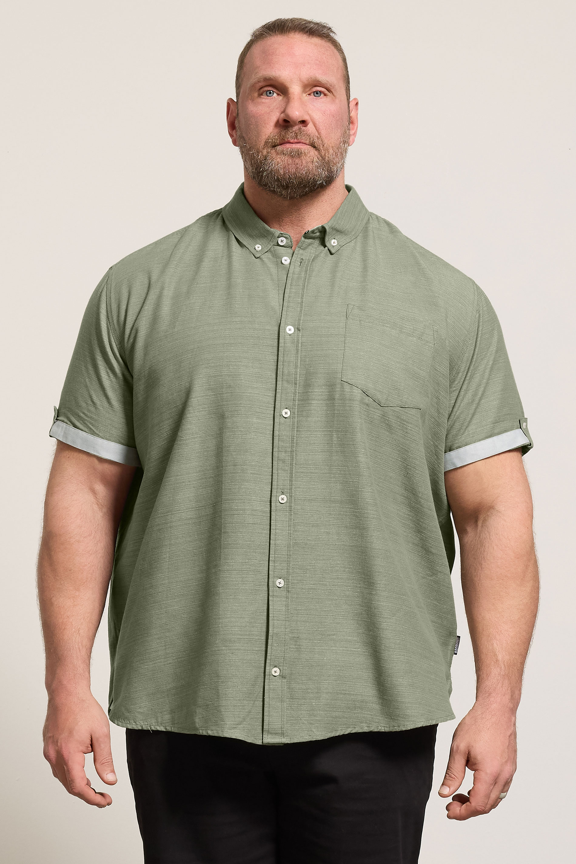 BadRhino Big & Tall Green Short Sleeve Slub Shirt | BadRhino 1