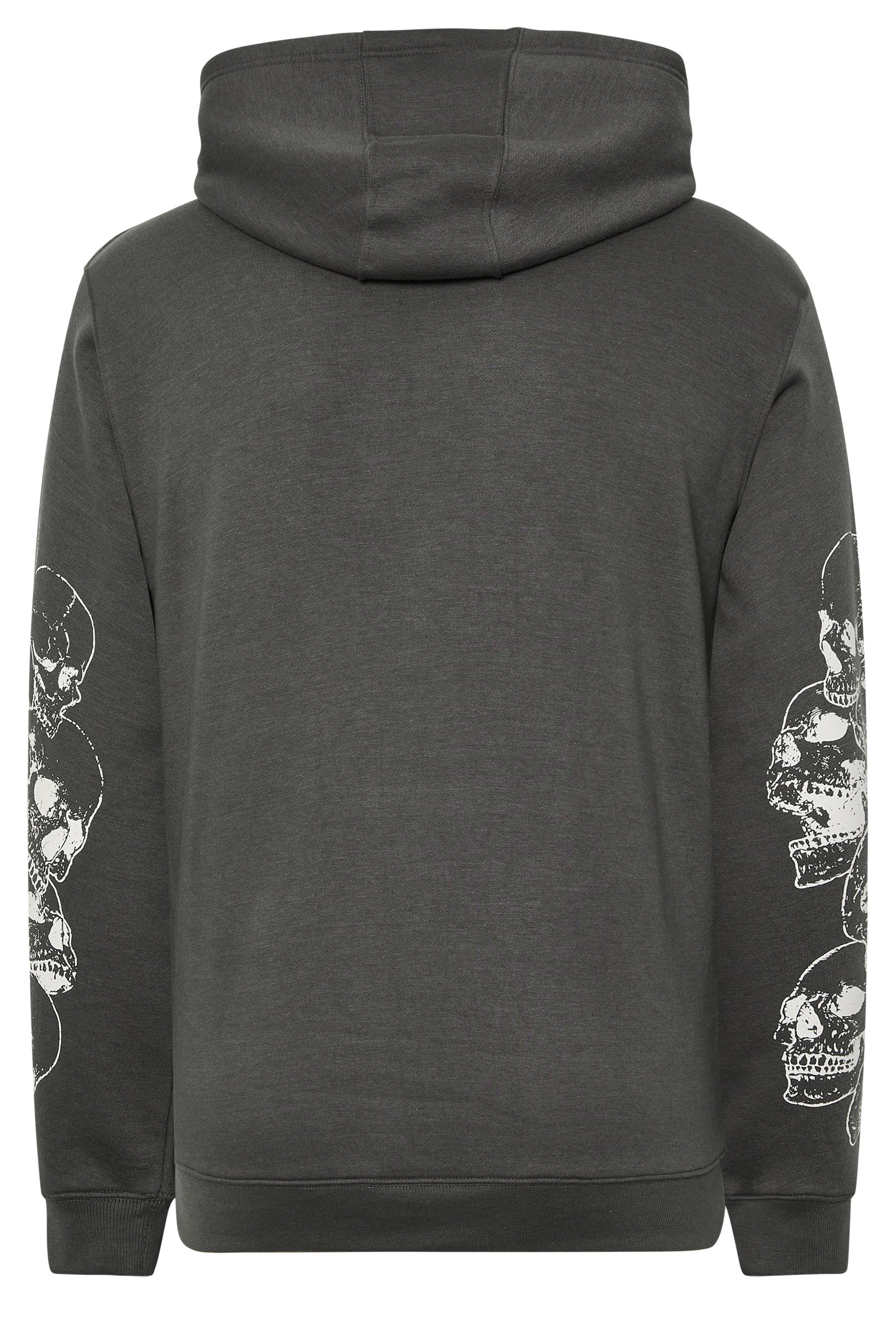 BadRhino Big & Tall Ebony Grey Skull Print Hoodie | BadRhino 7