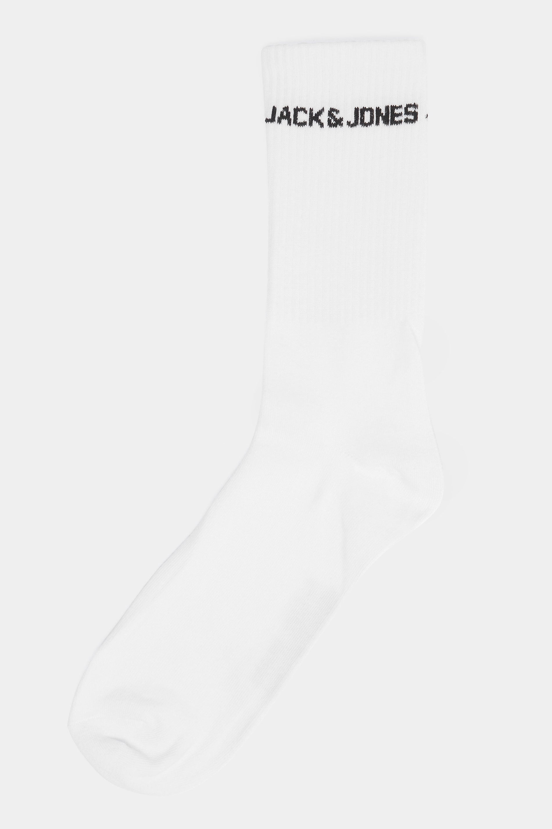 JACK & JONES Big & Tall 5 PACK White Logo Tennis Socks | BadRhino 2