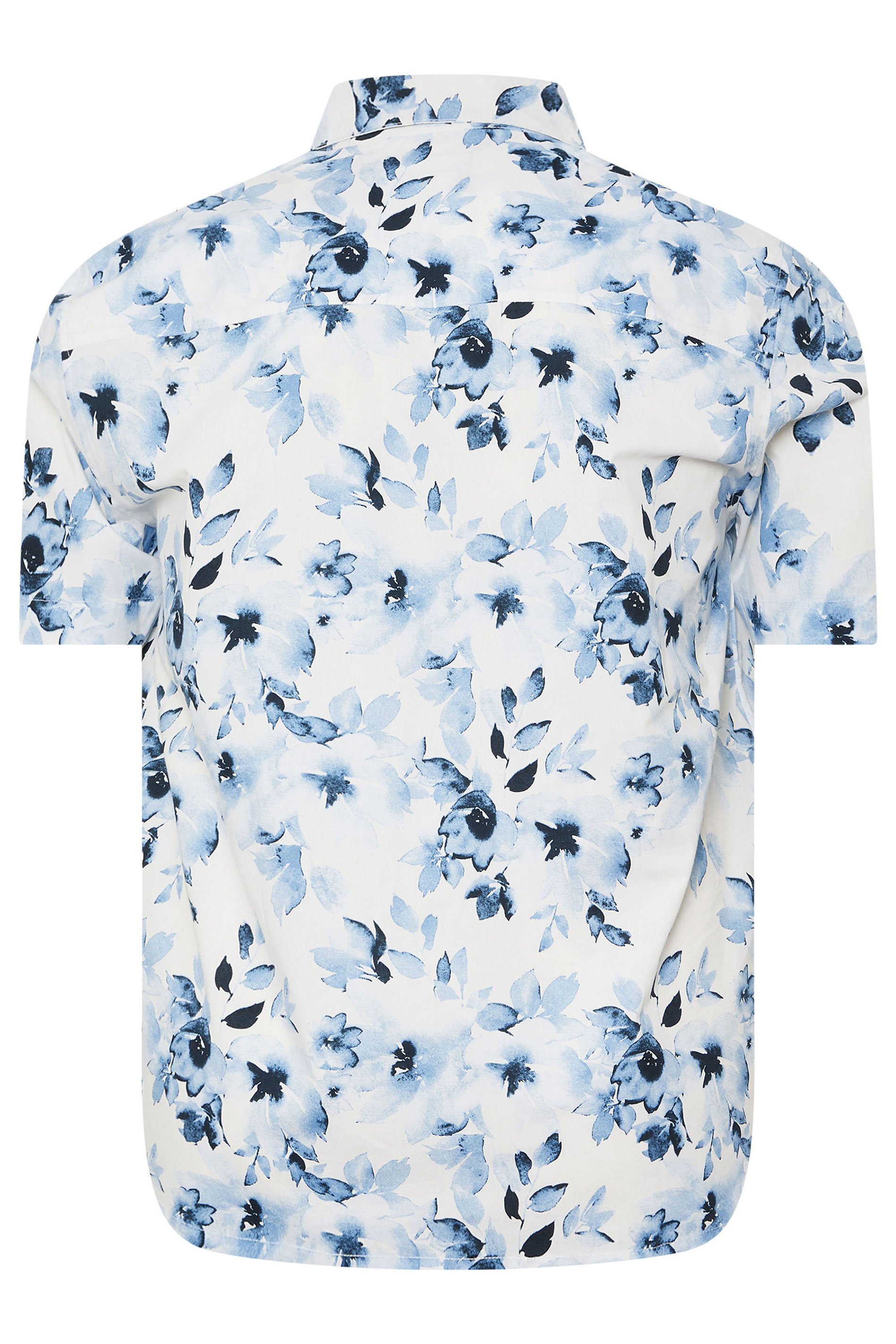 BadRhino Big & Tall White Flower Print Peached Revere Collar Shirt | BadRhino 7