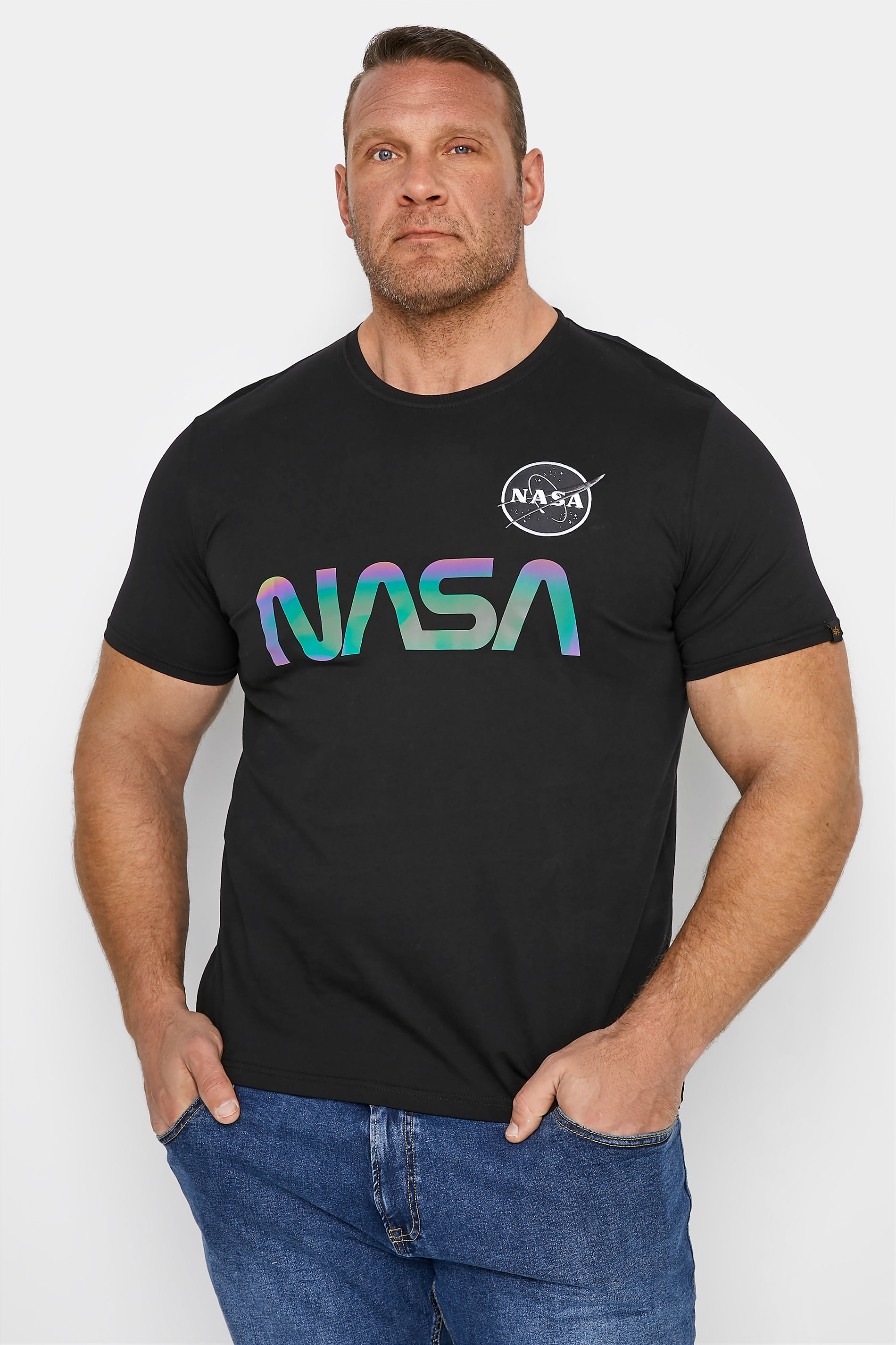 ALPHA INDUSTRIES Black NASA Reflective BadRhino | T-Shirt