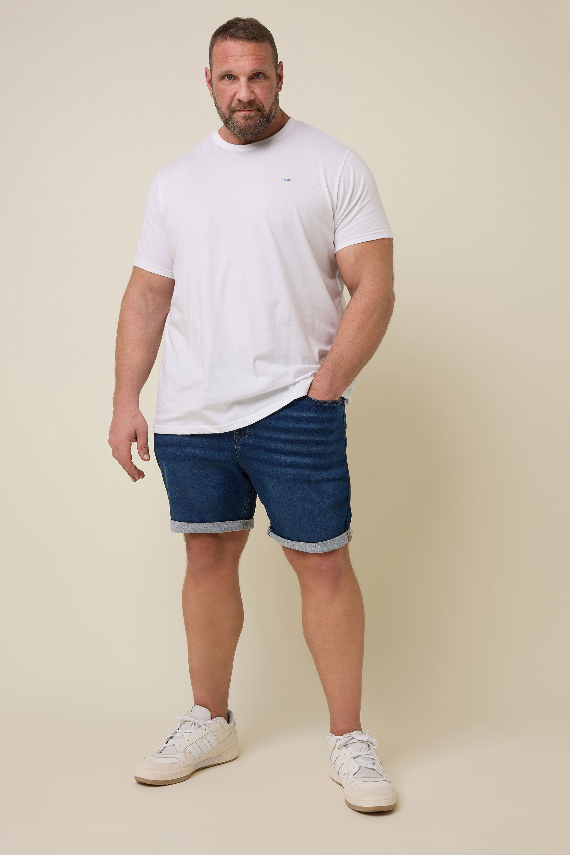 BadRhino Big & Tall Indigo Blue Knitted Denim Shorts | BadRhino 2