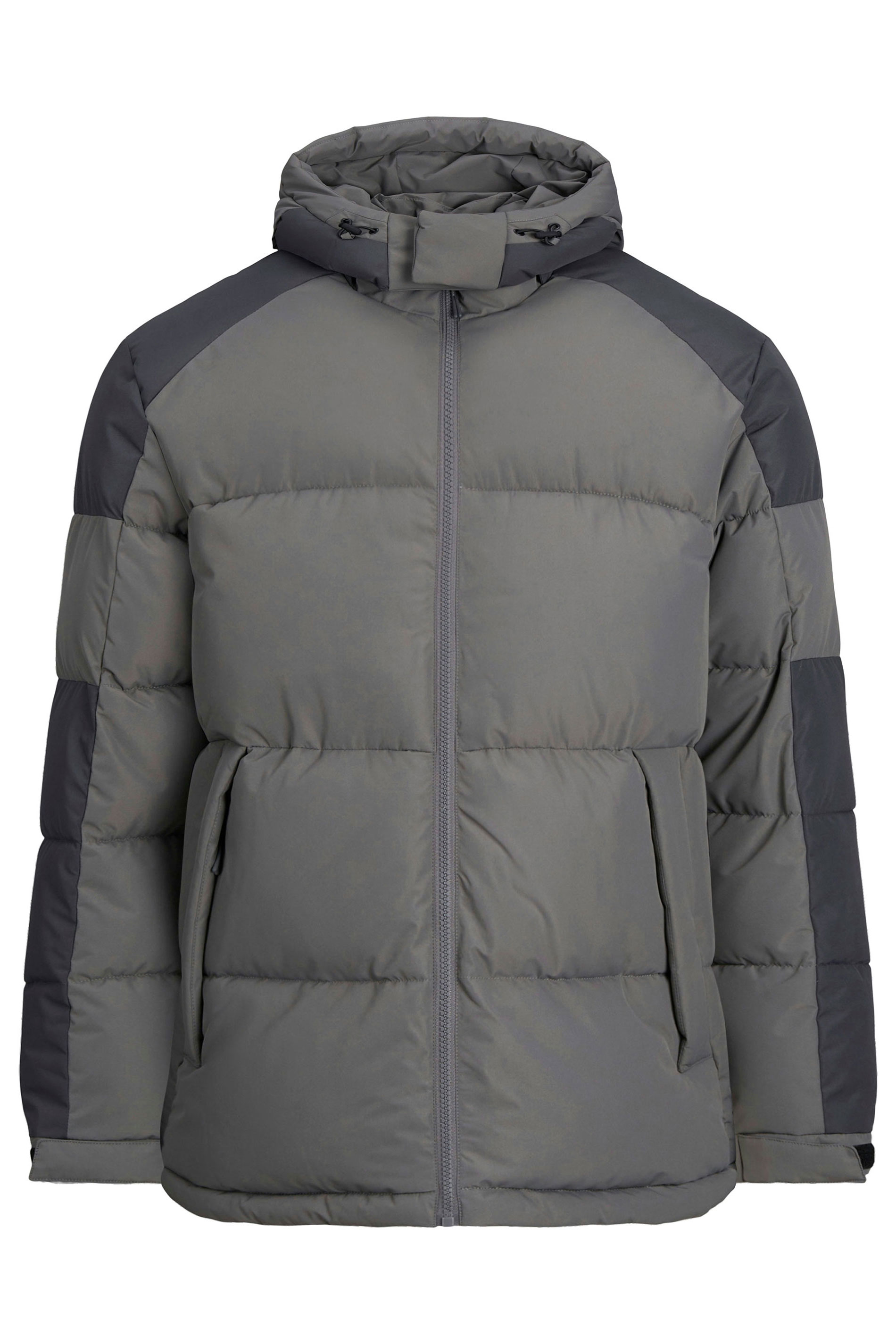 JACK & JONES Big & Tall Grey Contrast Panel Puffer Jacket | BadRhino 3