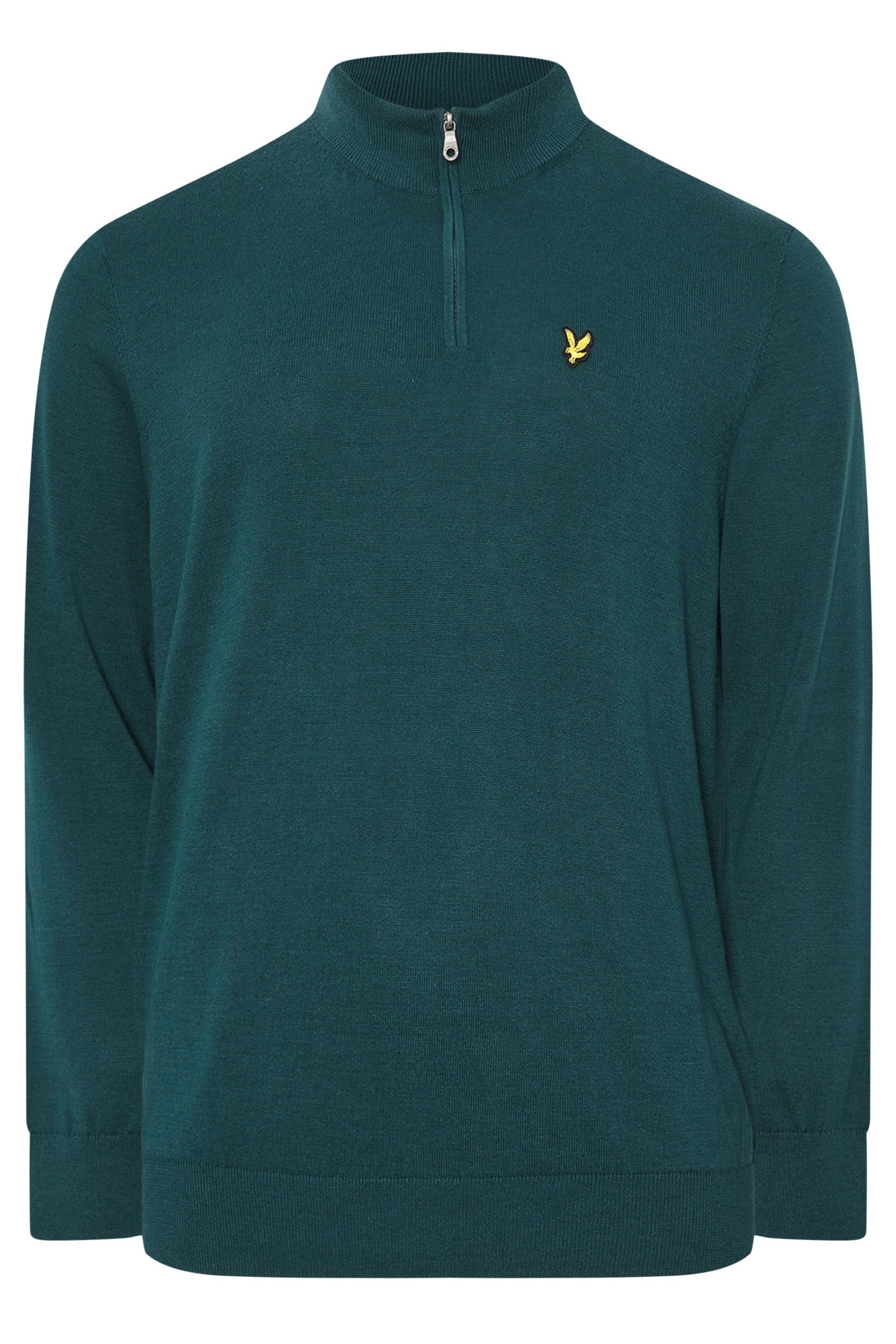 LYLE & SCOTT Big & Tall Teal Blue Quarter Zip Jumper | BadRhino 1